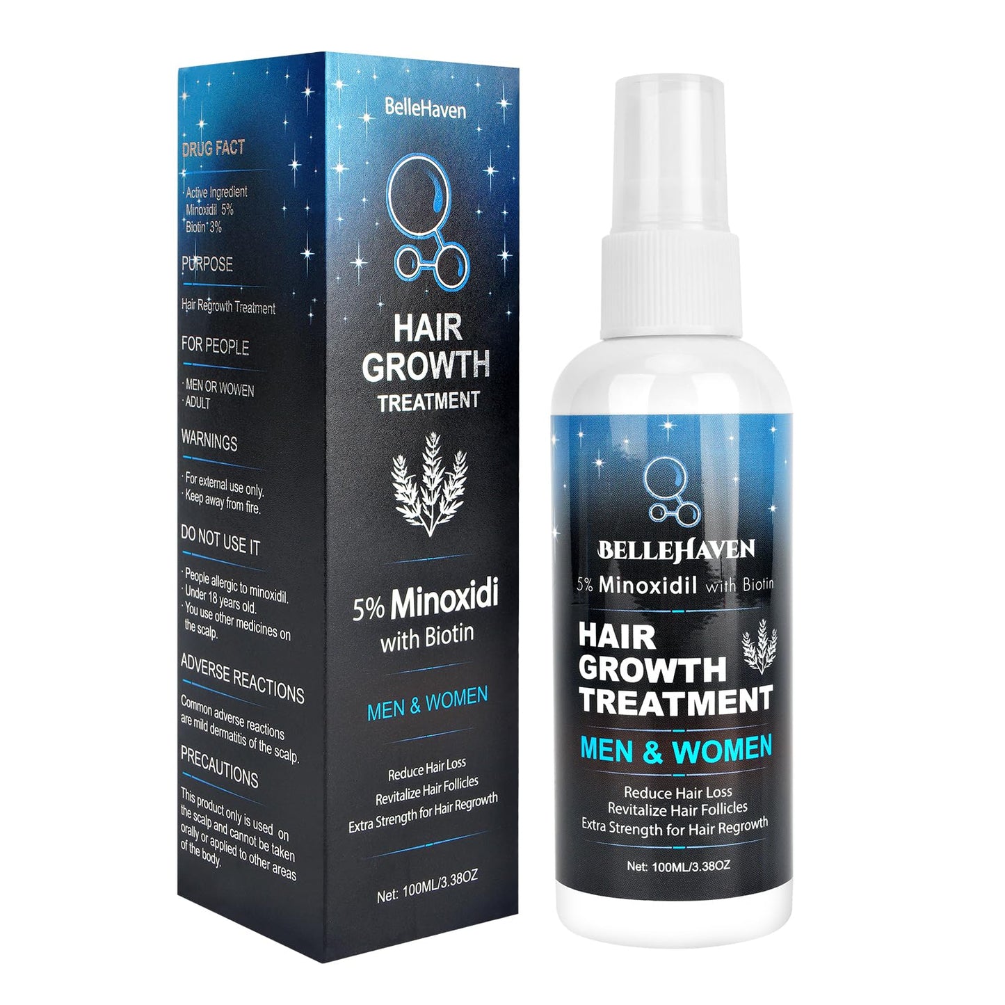 5% Minoxidil Hair Growth Serum for Men and Women - Hair Regrowth Treatment Spray, Topical Solution to Stop Thinning and Hair Loss, 2 Month Supply for Beard and Hair Growth, 100ML - Medaid International