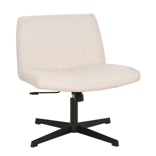 FDW Criss Cross Chair Armless Cross Legged Office Desk Chair Adjustable Swivel Ergonomic Desk Chair No Wheels U Shaped Backrest with Wide Seat Native Sponge Computer Task Vanity Chair for Home Office - Medaid International