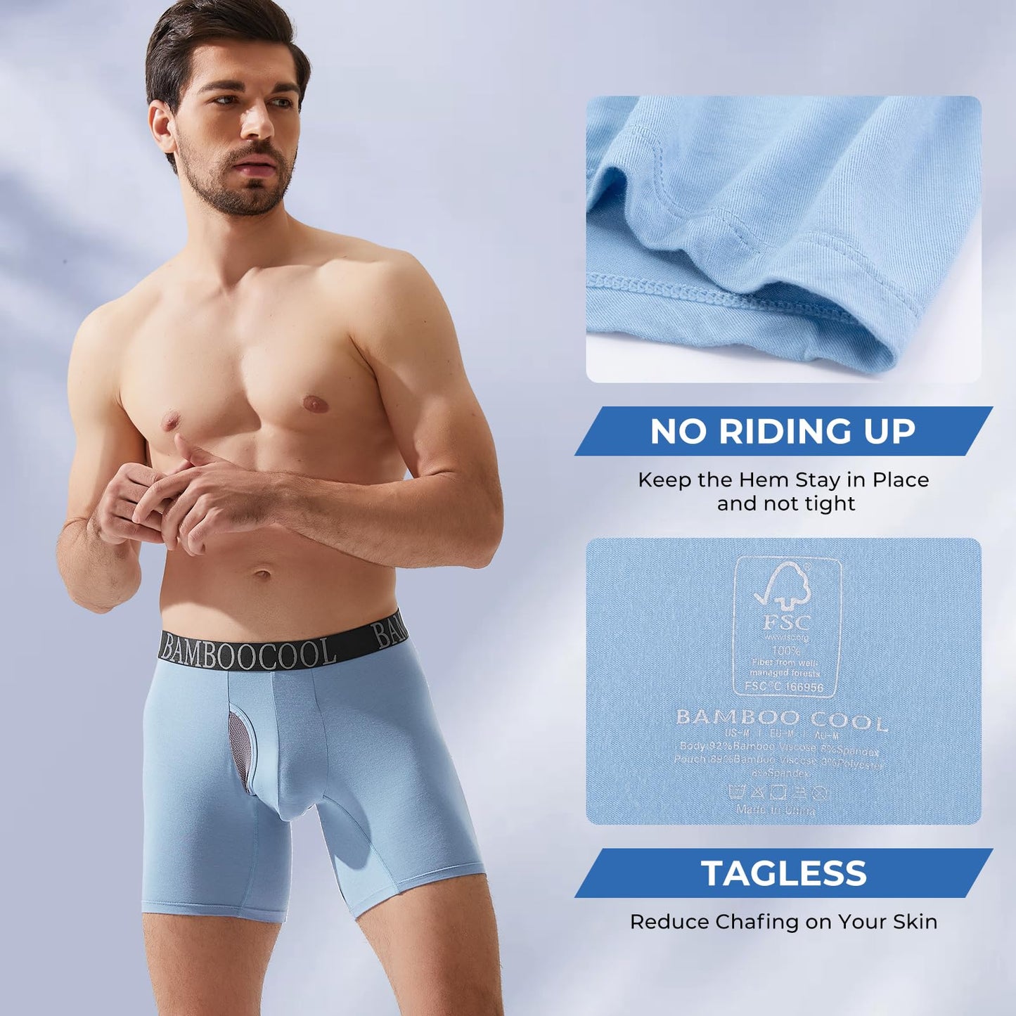 BAMBOO COOL Men's Ultra Breathable Underwear Mesh Boxer Briefs with Lightwight Wasitband,No Ride Up,Multipack - Medaid International