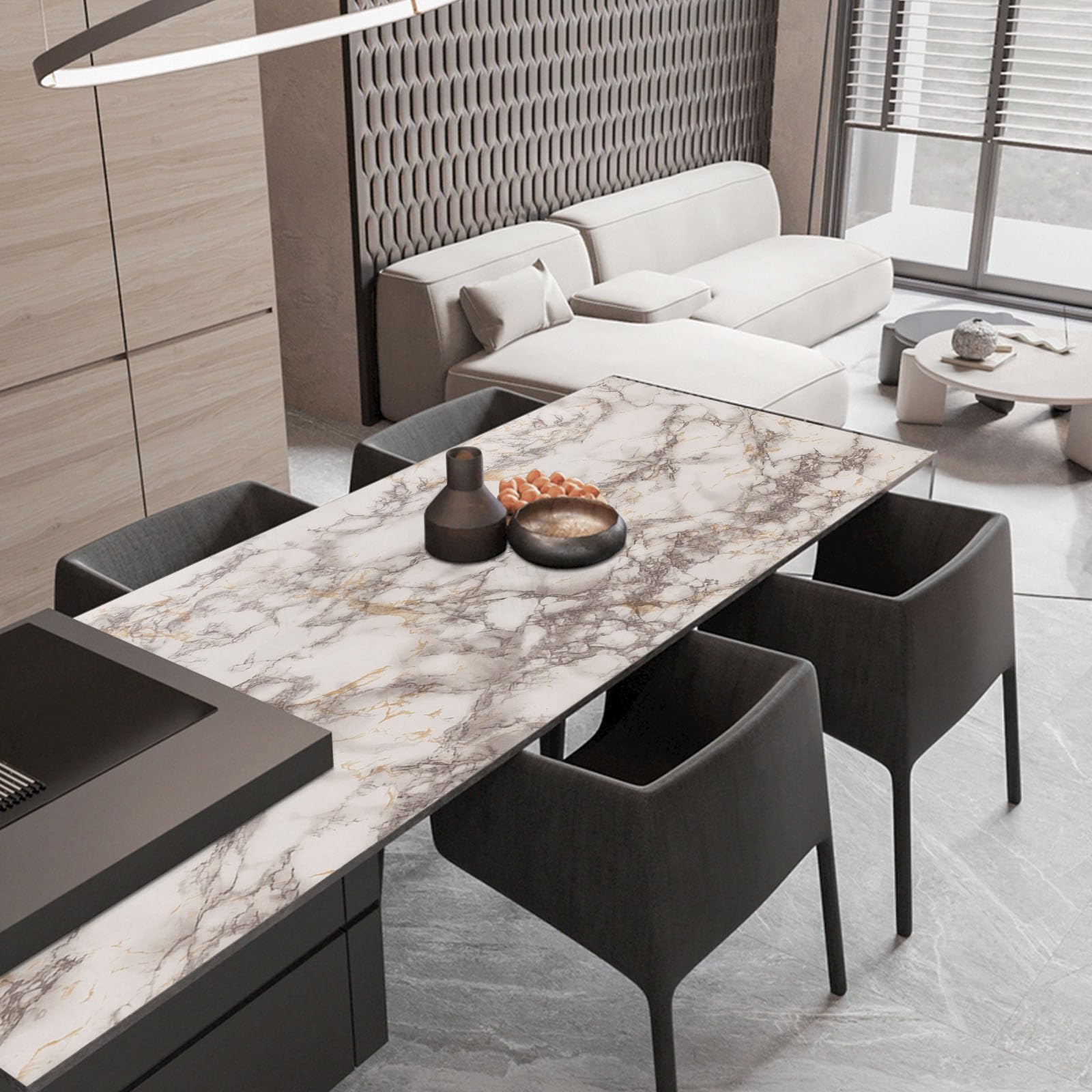 Decoroom 17.71"x118" Marble Contact Paper for Countertops, Glossy Peel and Stick Countertops, Granite Marble Wallpaper for Kitchen and Bathroom Cabinets Vinyl Film Self Adhesive Removable - Medaid International