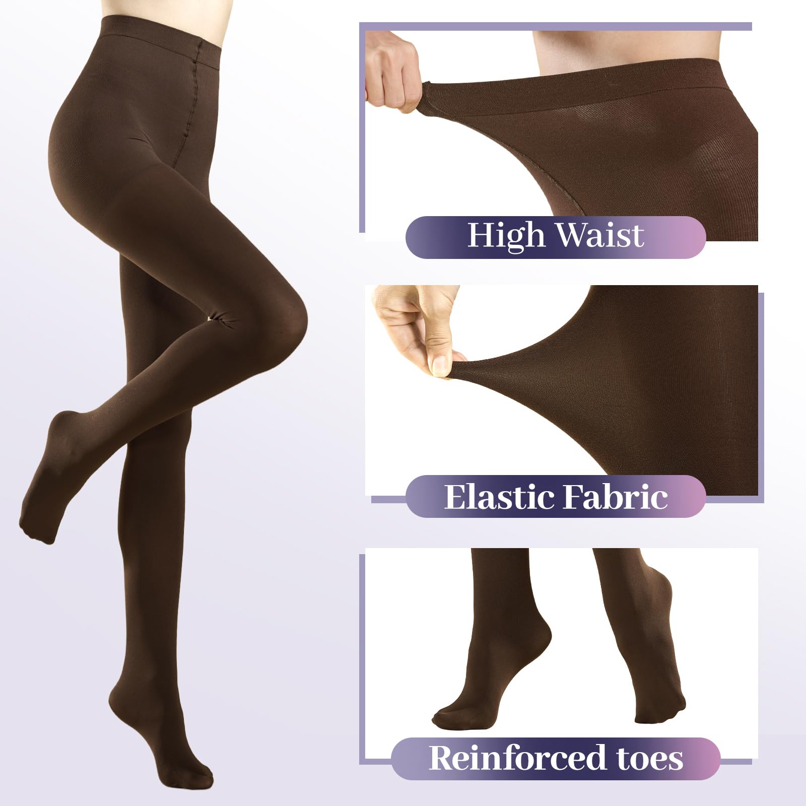 MANZI 2 Pairs Women's Run Resistant Control Top Panty Hose Opaque Tights - Medaid International