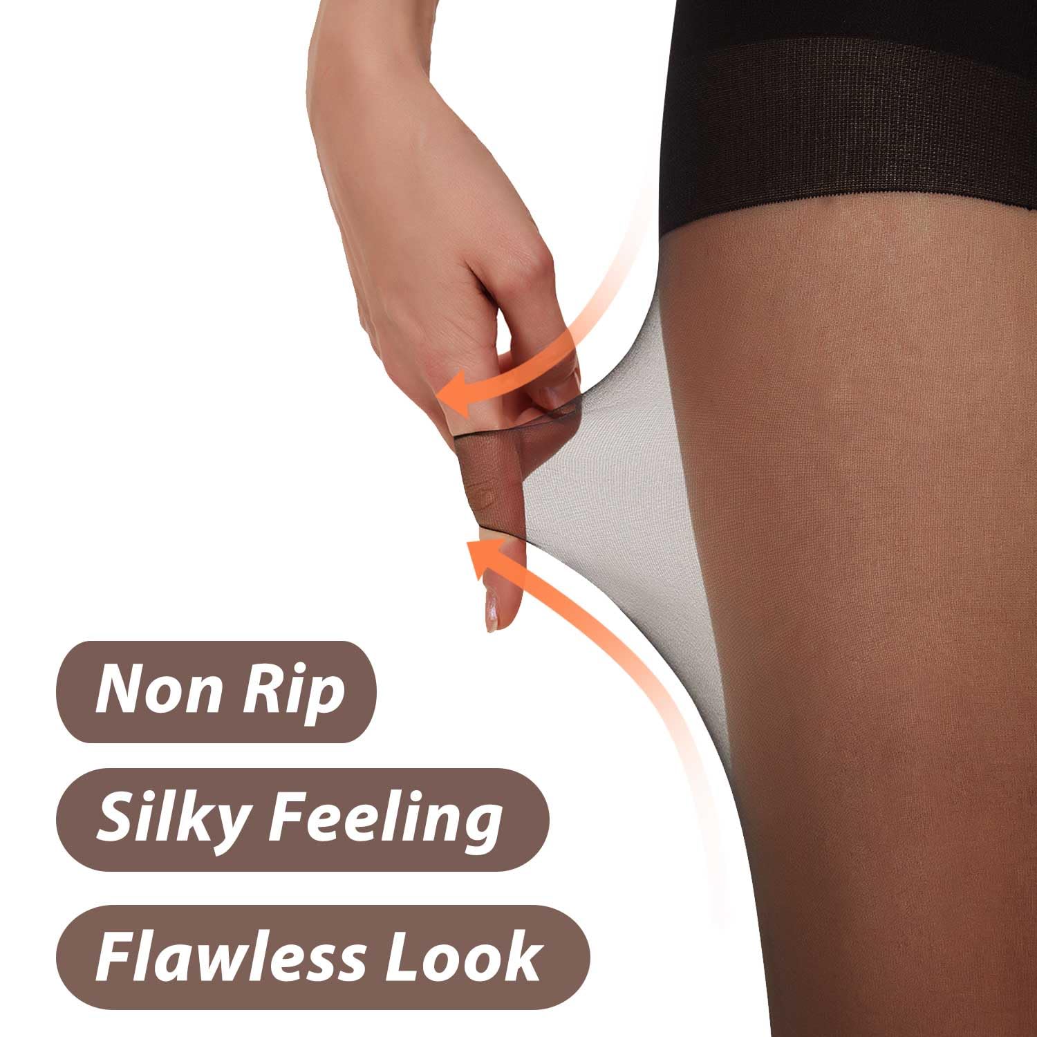 Citystl 3 Pairs Black Sheer Tights for Women - 20D Resist Tears Control Top Pantyhose with Reinforced Toes, Smooth, Supple(Black-M) - Medaid International