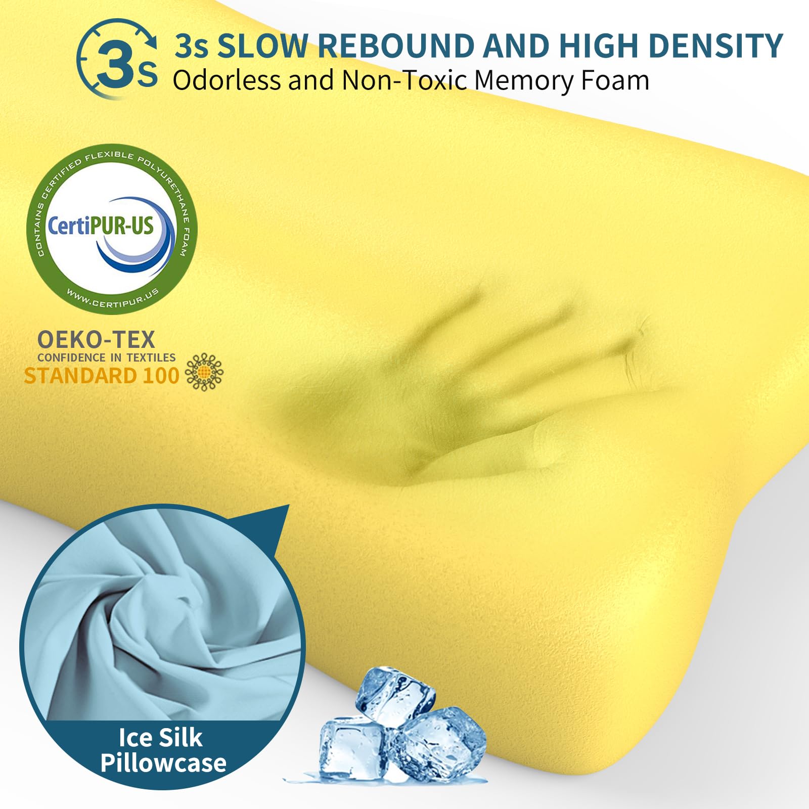 Cervical Neck Pillow, Contour Memory Foam Pillows for Neck Pain Relief, Ergonomic Pillow for Sleeping, Orthopedic Bed Pillow Neck Support Pillow for Side Back Stomach Sleepers with Cooling Pillowcase - Medaid International