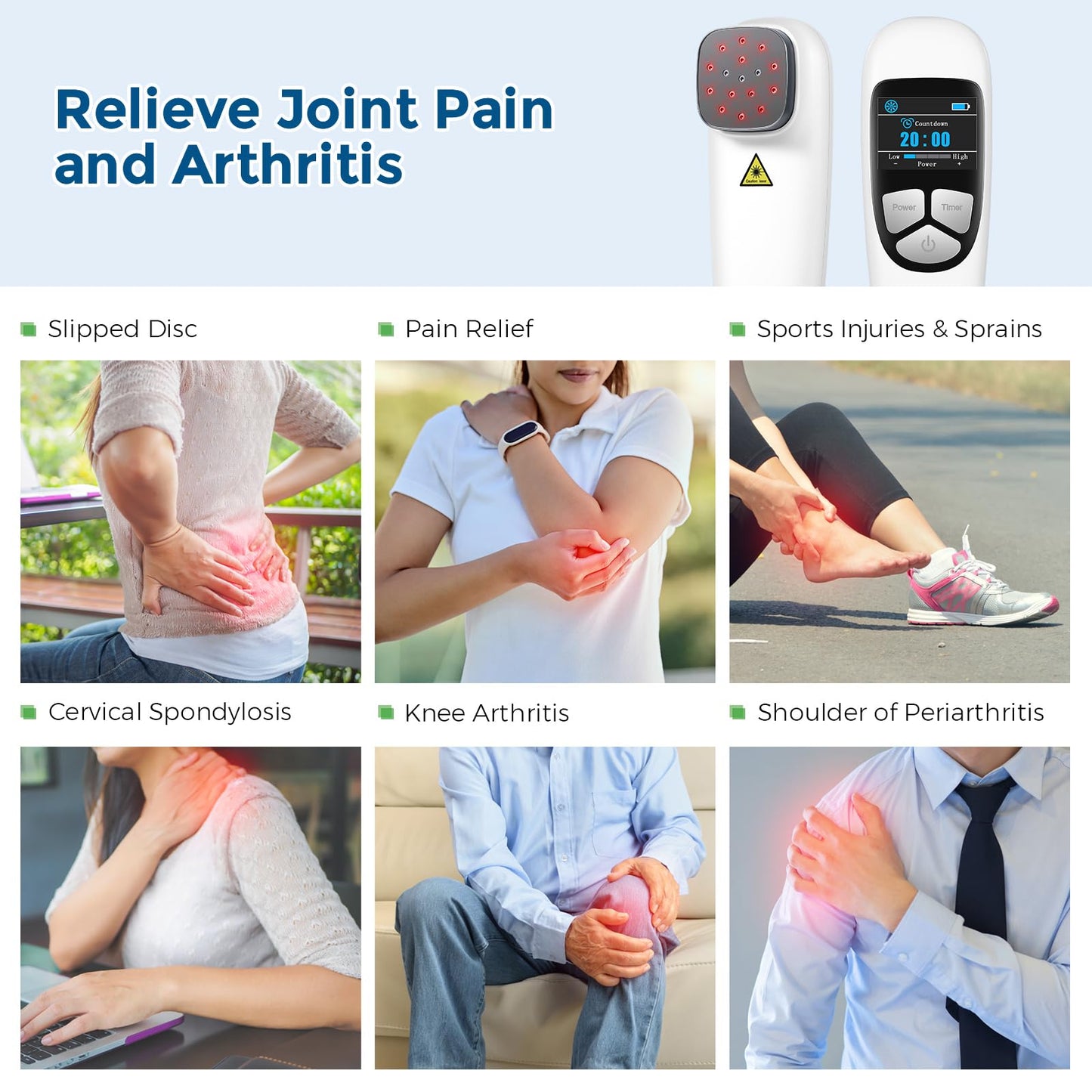 Cold Laser Therapy Device for Dog Veterinary, Handhold, Low Level Laser Red Light Therapy for Human Pain Relief Knee, Joint, Muscle, 4 Power/4 Timer, 3X 808nm + 13x 650nm - Medaid International