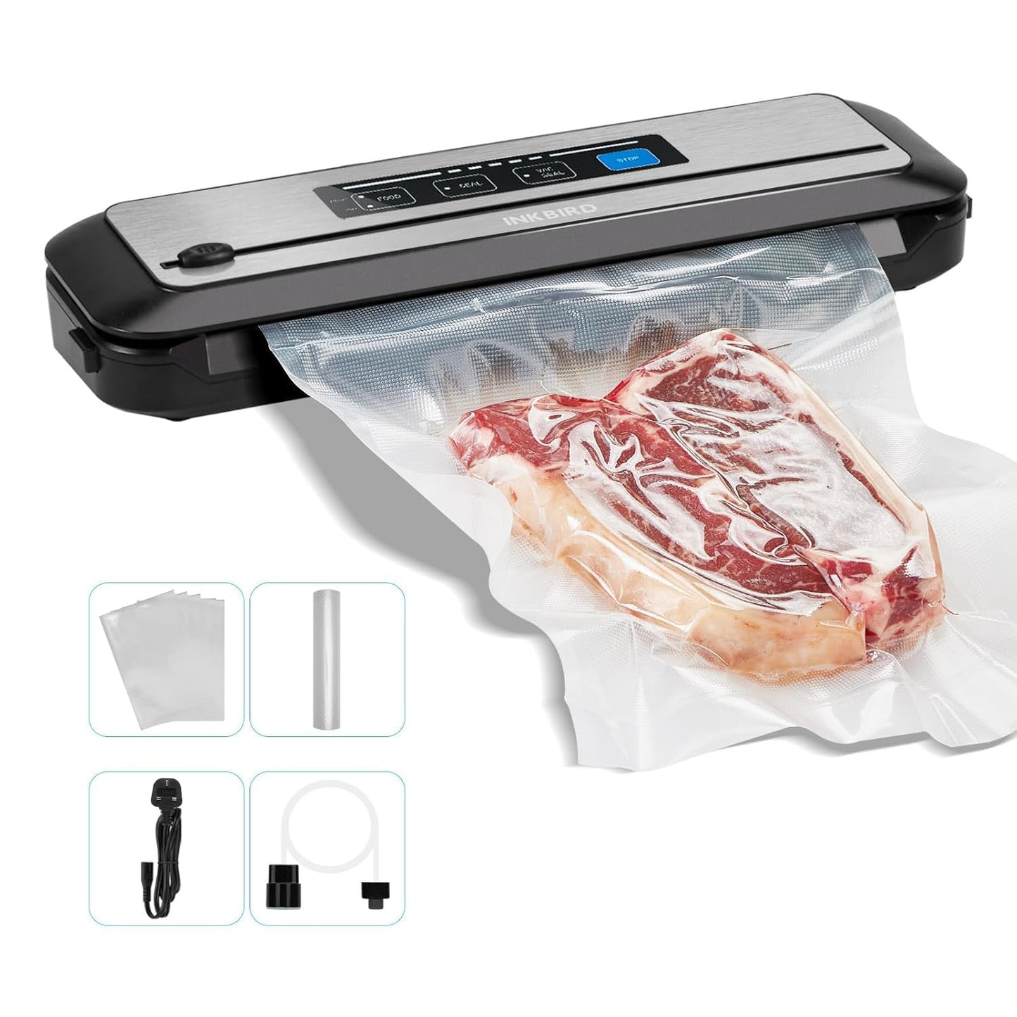 Inkbird Vacuum Sealer Machine with Starter Kit, Automatic PowerVac Air Sealing Machine for Food Preservation, Dry & Moist Sealing Modes,Built-in Cutter,Easy Cleaning Storage - Medaid International