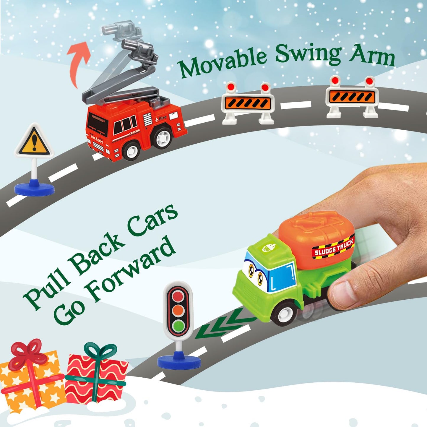 Advent Calendar 2025 Kids Boys, 24 Days Christmas Countdown with Pull-Back Cars Traffic Sign Sets, Christmas Advent Calendar Vehicles Holiday Gifts Kids Boys Girls Toddlers - Medaid International