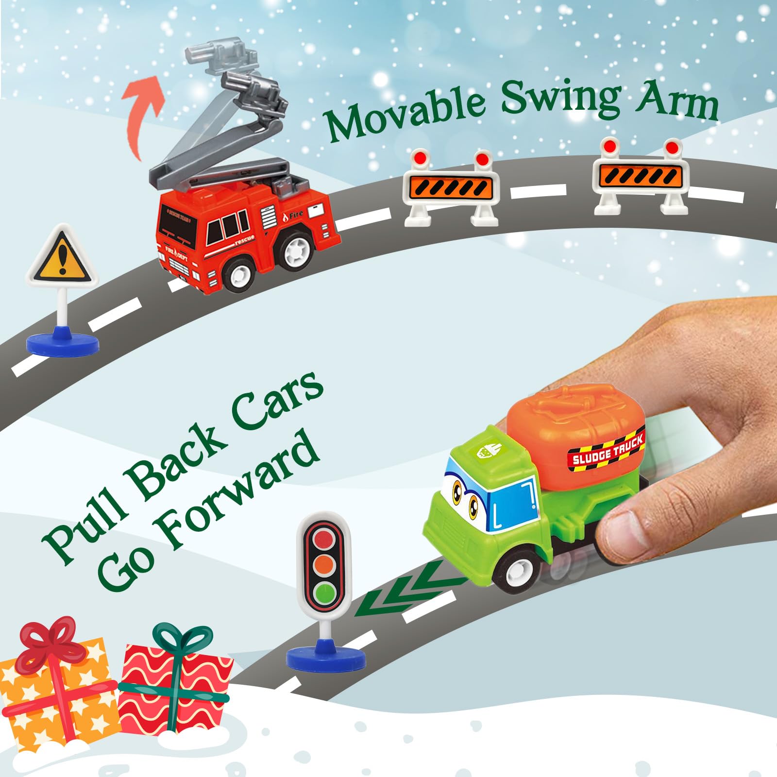 Advent Calendar 2025 Kids Boys, 24 Days Christmas Countdown with Pull-Back Cars Traffic Sign Sets, Christmas Advent Calendar Vehicles Holiday Gifts Kids Boys Girls Toddlers - Medaid International