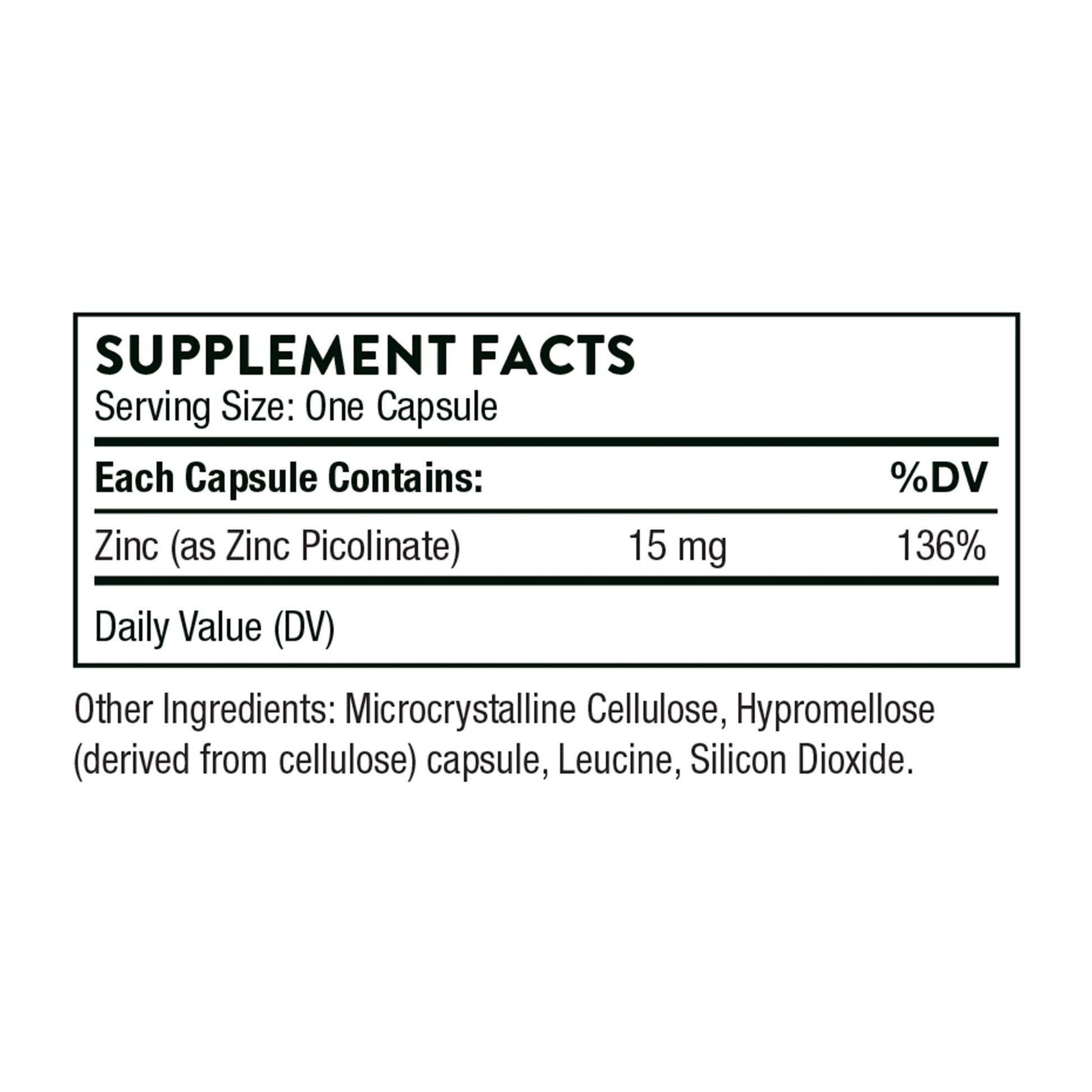THORNE - Zinc Picolinate 15mg - Highly Absorbable Zinc Supplement - Supports Wellness, Immune System, Eye, Skin, and Reproductive Health* - Gluten-Free, Soy-Free, Dairy-Free - 60 Capsules - Medaid International