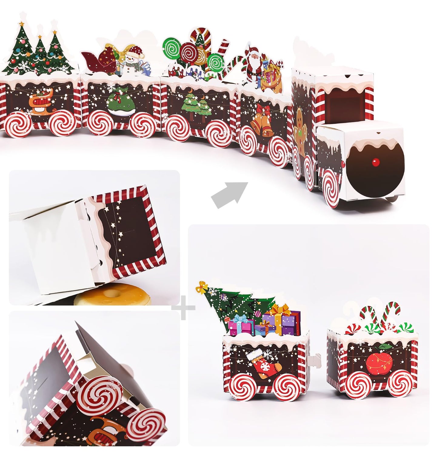 SietDESEO 24 Empty Advent Calendar Boxes to Fill, 24 Days of Christmas Countdown Gift Boxes Brown Train Christmas Advent Calendar Boxes for Kids Adults Xmas Holiday Decorations - Medaid International