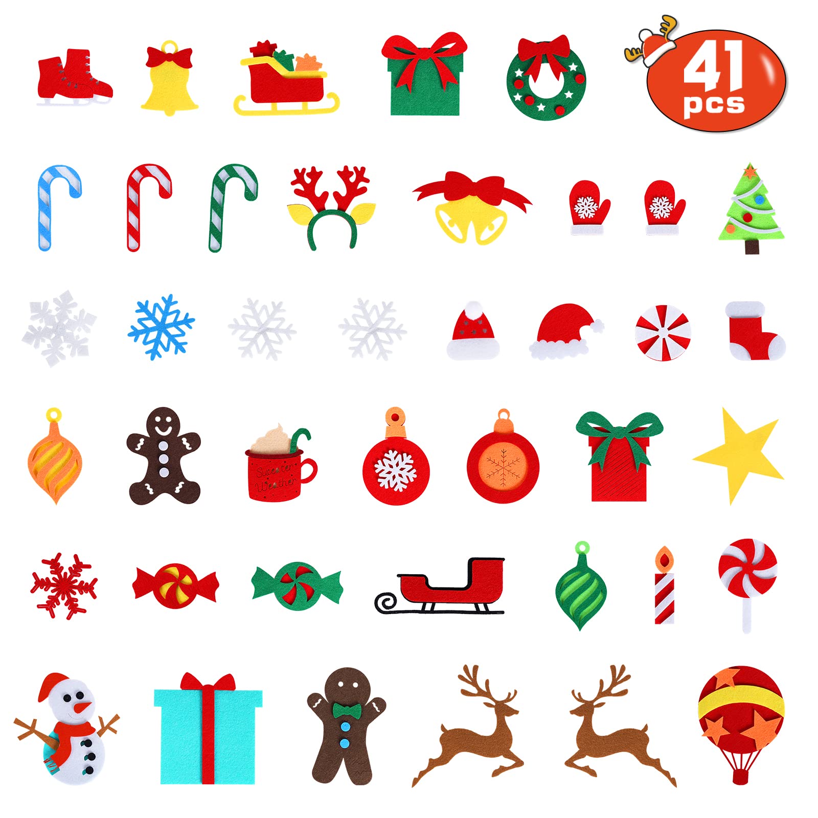 Garma DIY Felt Christmas Tree Set with 41PCS Kids Wall Hanging Detachable Ornaments, Felt Christmas Craft Kits Decorations for Toddler Xmas Gifts New Year Parties Supplies - Medaid International