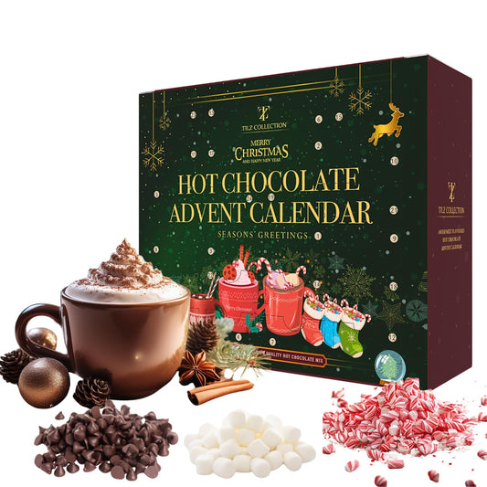 Hot Chocolate Advent Calendar 2025 - Gourmet Luxury 24 Hot Chocolate Selection Variety Flavours - Food Advent Calendars Gifts Set For Men Women Children - Medaid International