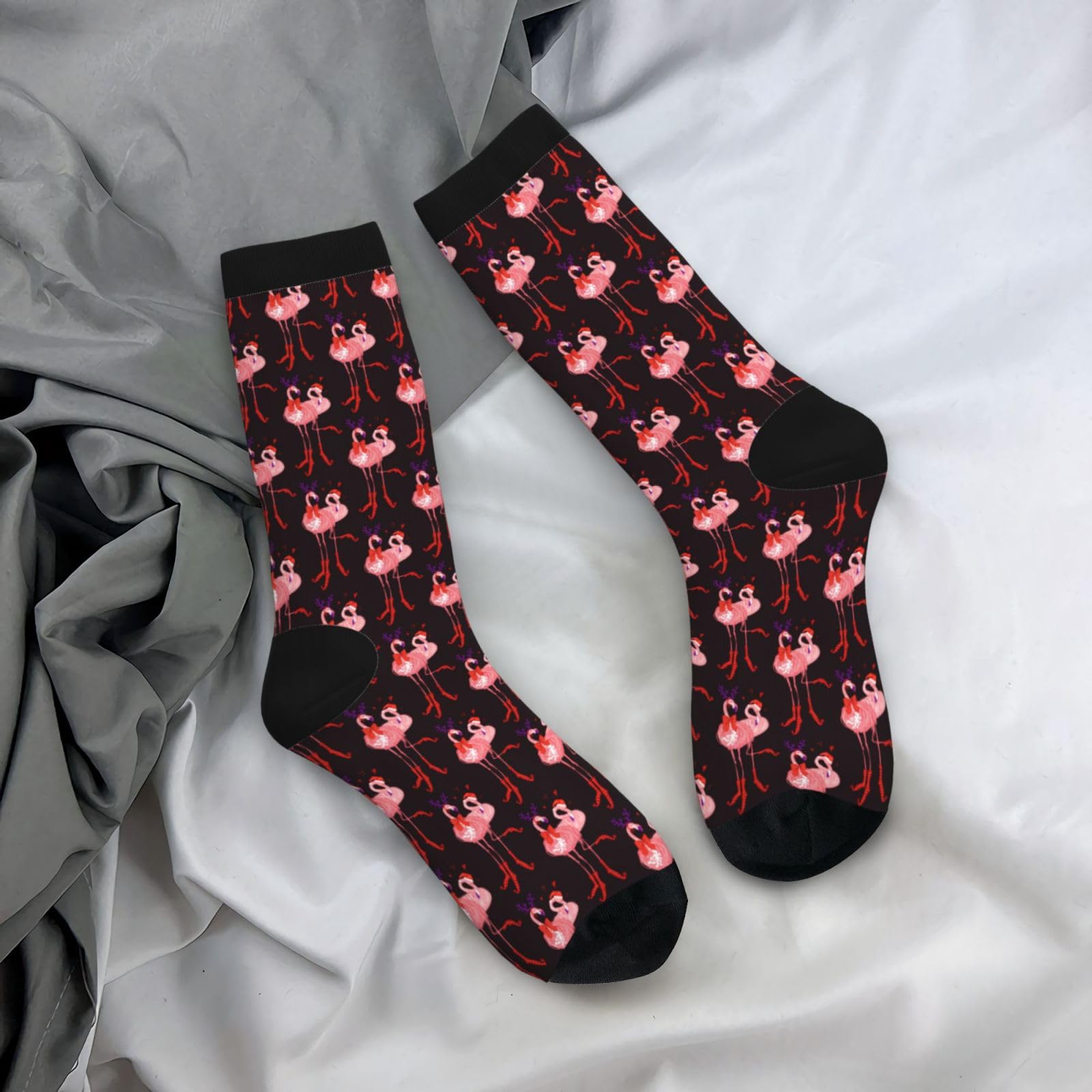 Oxcav Christmas Flamingos Novelty Socks Crazy Funny Crew Dress Socks For Men Women - Medaid International