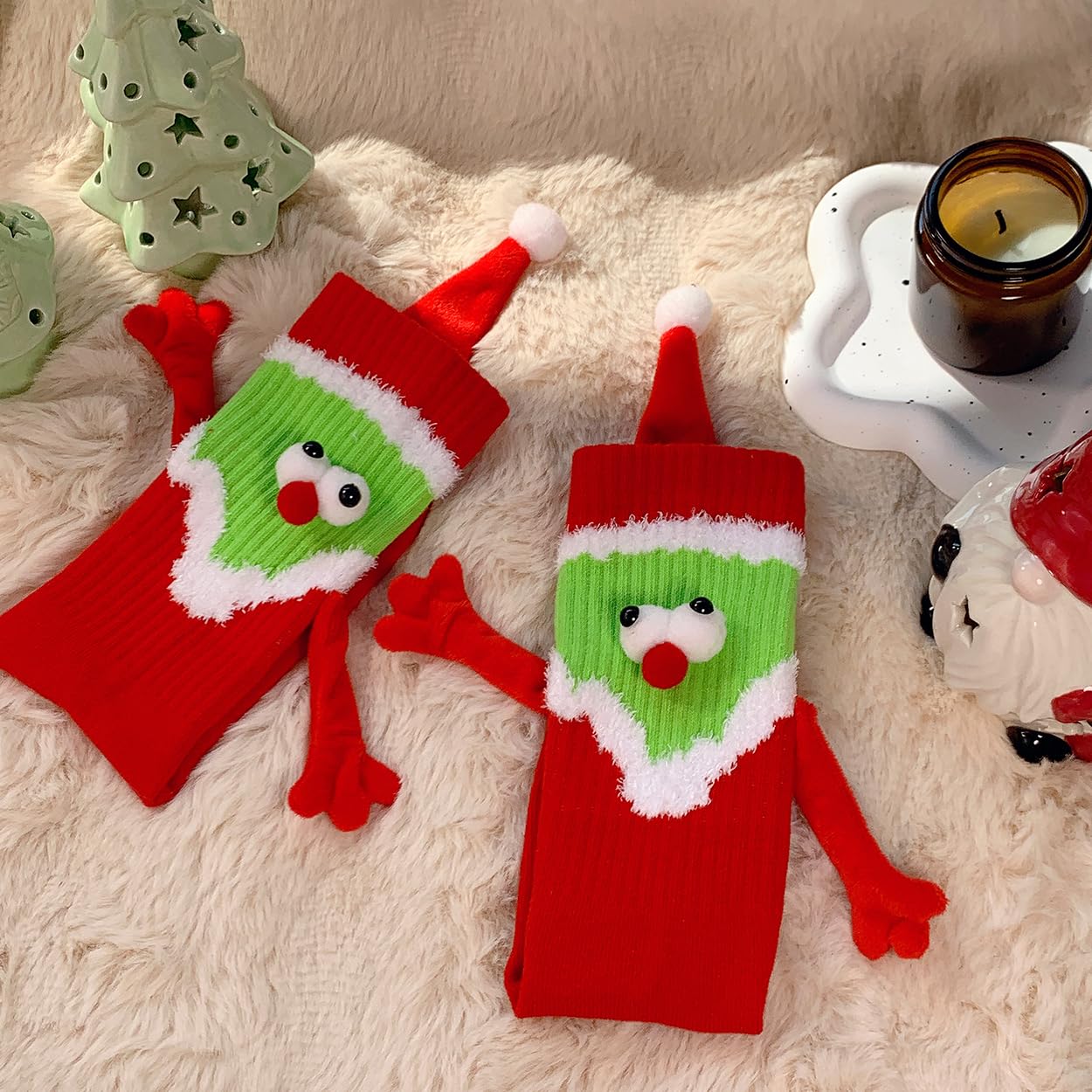 Christmas Holding Hand Socks Couple Magnetic Socks Funny Christmas Gifts Stocking Stuffers for Women Men Kids - Medaid International