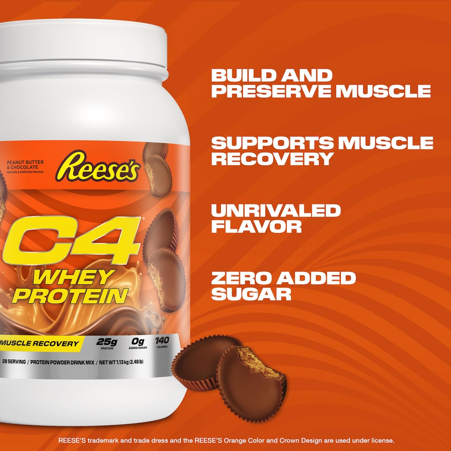 Cellucor C4 Whey Protein Powder, Reese's Peanut Butter & Chocolate - 25g Protein, 0g Added Sugar, 140 Calories Per Serving, Supports Muscle Recovery, 28 Servings, Premium Whey for Post-Workout - Medaid International