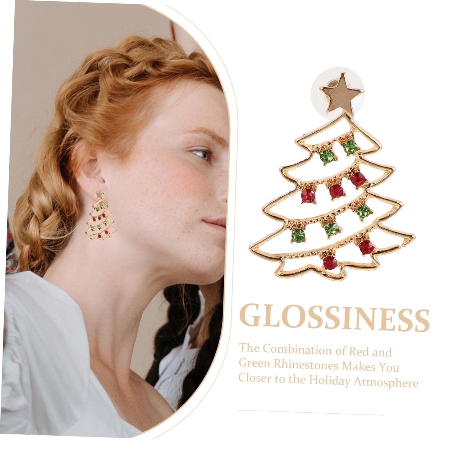 1Pair Exquisite Christmas Tree Shape for Women Holiday Jewelry Festive Cartoon Design Durable Present for Xmas Parties - Medaid International