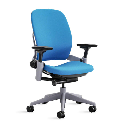 Steelcase Leap Office Chair V2 - Ergonomic Work Chair with Wheels for Hard Flooring - Work Chair Supports Unique Body Shape - with Natural Glide System & Liveback Technology - Blue Jay Fabric - Medaid International