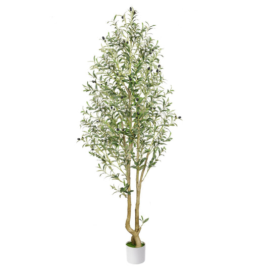 Alupssuc 6FT Artificial Olive Tree Big tall Fake Plants, 6 Feet Artificial Olive Silk Plants Indoors with Curved Trunk in Pots, Fake Tree for Home Office Living Room Indoor Outdoor Decor, 180cm - Medaid International