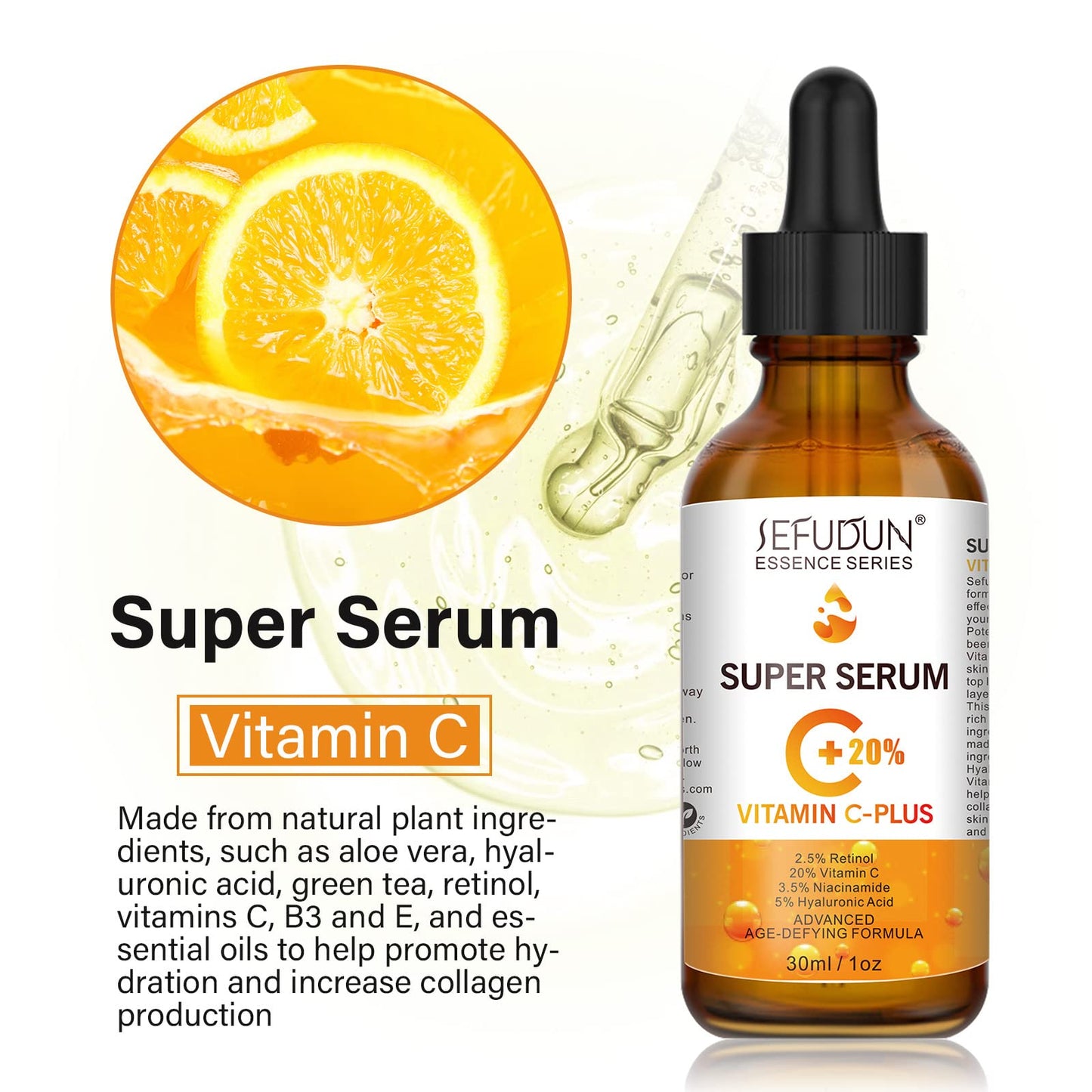 20% Vitamin C Serum for Face with Hyaluronic Acid 1 Fl Oz, Anti Aging Facial Serum for Women & Men, Antioxidant, Boost Skin Collagen, Fades Dark Spot, Hydrate & Plump Skin, Anti Aging & Wrinkle - Medaid International