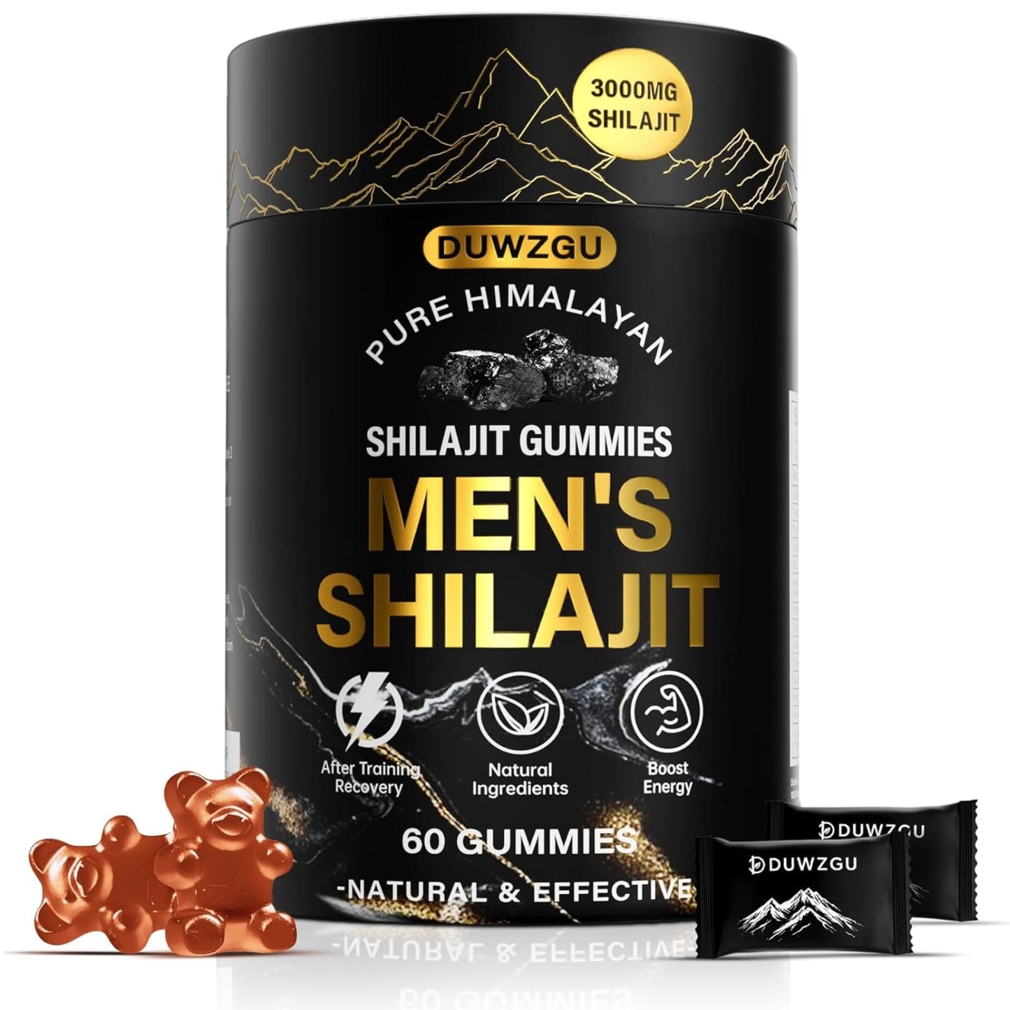 Himalayan Shilajit Gummies for Men & Women –100% Natural Organic Gold Gummies 3000mg with Ashwagandha,Black Musli,Helps Boost Energy,Gokshura,Stamina Vitality Support -Vegan, Non-GMO - 60 Gummies - Medaid International