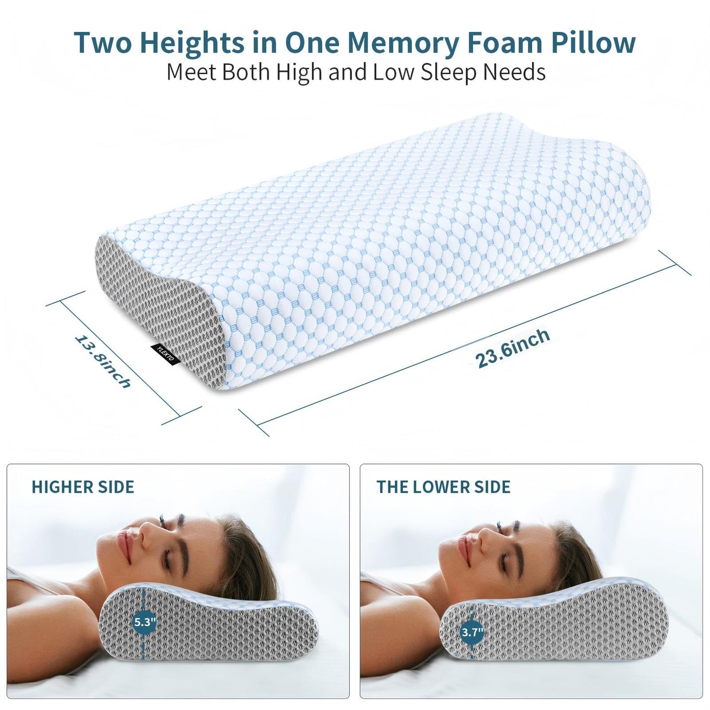 Cervical Neck Pillow for Pain Relief, Contour Memory Foam Pillows for Sleeping, Odorless Ergonomic Pillow Adjustable Orthopedic Cooling Pillow Bed Pillow Neck Support for Side Back Stomach Sleepers - Medaid International