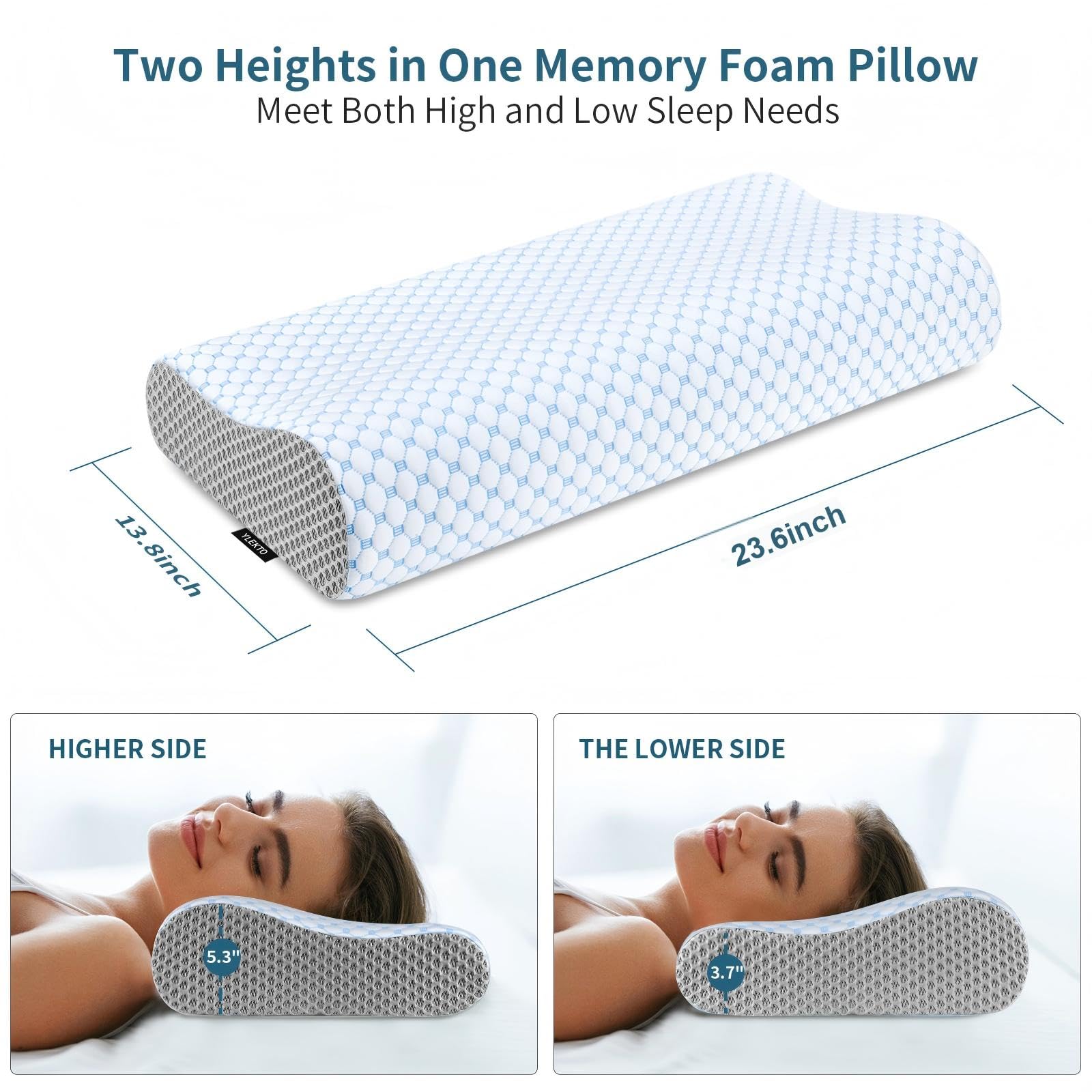 Cervical Neck Pillow for Pain Relief, Contour Memory Foam Pillows for Sleeping, Odorless Ergonomic Pillow Adjustable Orthopedic Cooling Pillow Bed Pillow Neck Support for Side Back Stomach Sleepers - Medaid International