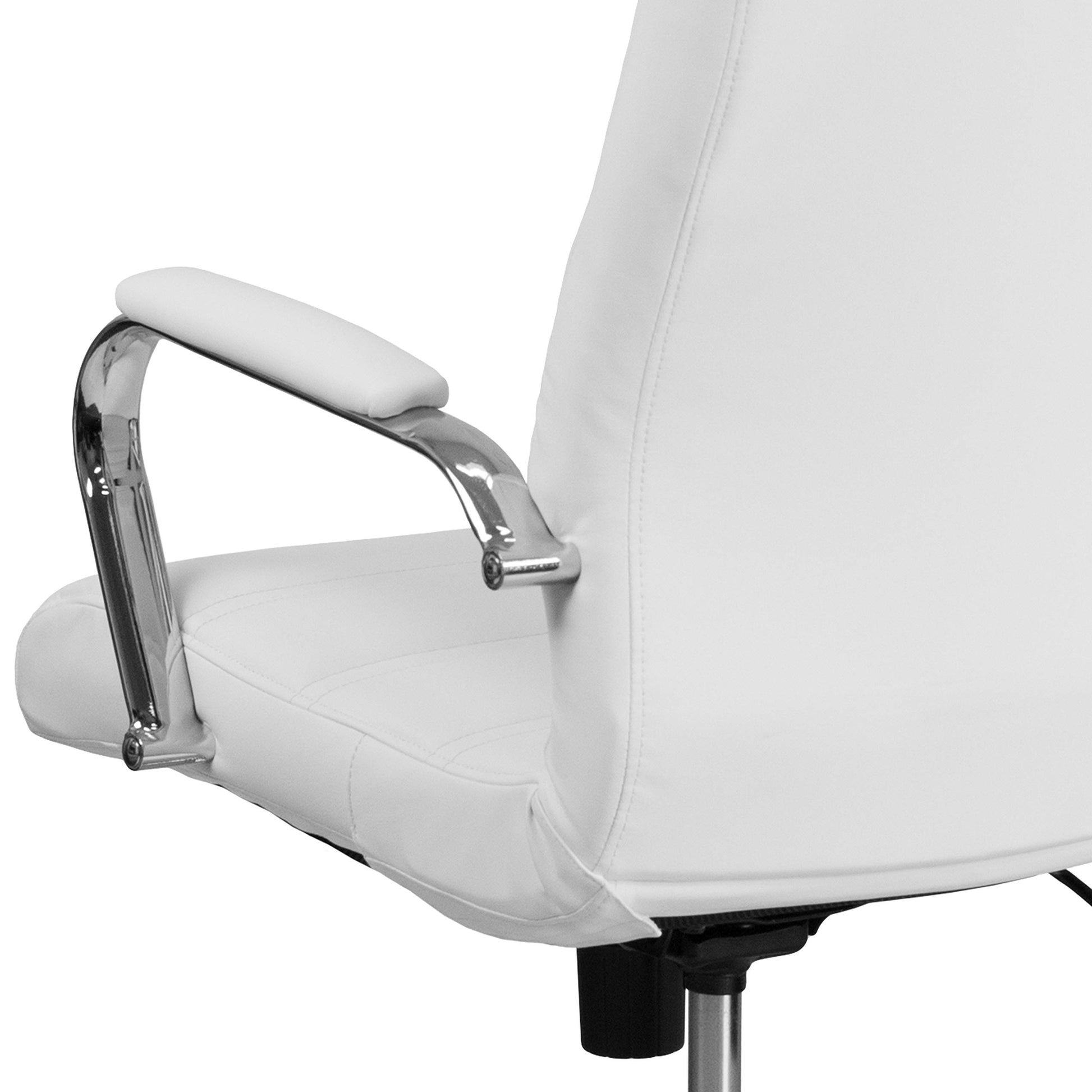 Flash Furniture Whitney High-Back Swivel LeatherSoft Desk Chair with Padded Seat and Armrests, Adjustable Height Padded Office Chair, White/Chrome - Medaid International