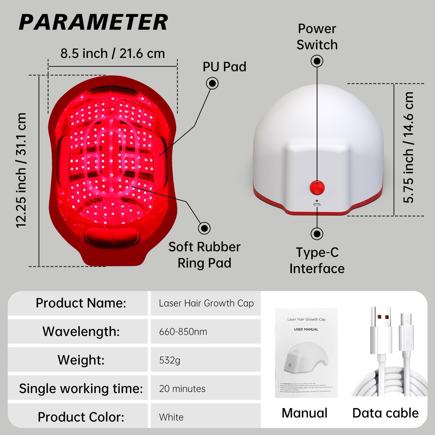 Hair Growth Device,LED Light Therapy Cap,Red Light Cap,Hair Regrowth Treatment for Men and Women - Medaid International