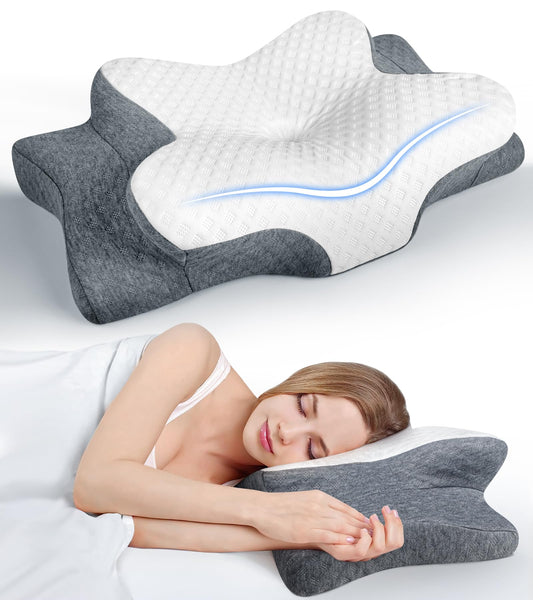 Ultra Pain Relief Cooling Pillow for Neck Support, Adjustable Cervical Neck Pillow Cozy Sleeping, Odorless Ergonomic Contour Memory Foam Pillows, Orthopedic Bed Pillow for Side Back Stomach Sleeper - Medaid International