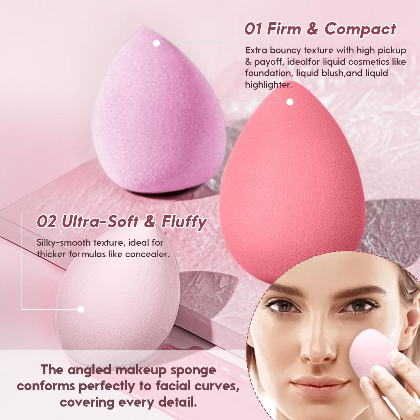 14Pcs Makeup Sponge Set Beauty Blender for Foundation Blending, 3 Mini Sponges 4 Triangle Powder Puffs, Soft Cosmetic Applicators for Powder & Liquid, All in One Makeup Tool Kit - Medaid International