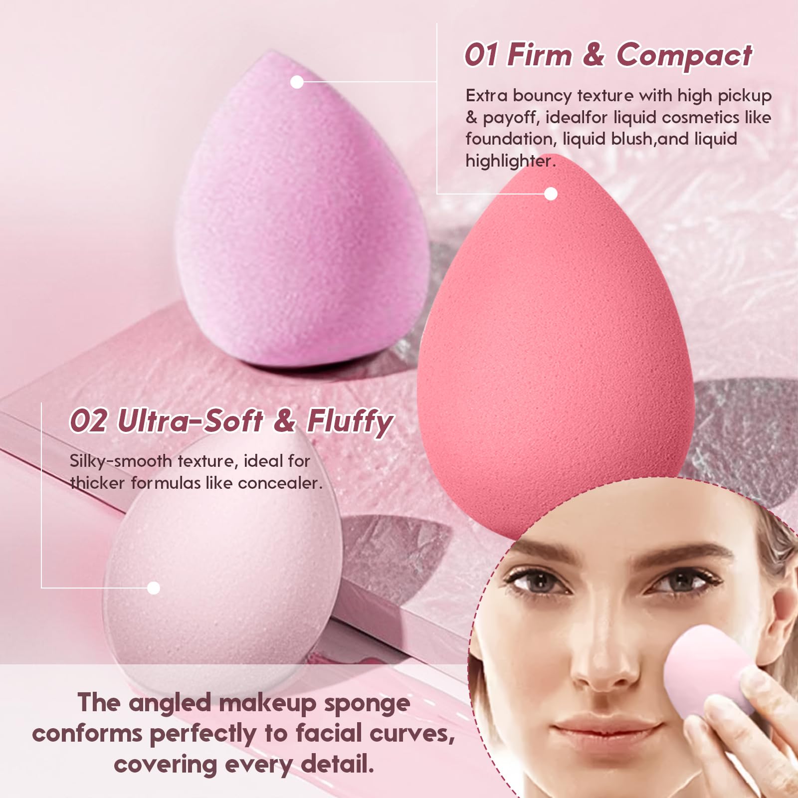 14Pcs Makeup Sponge Set Beauty Blender for Foundation Blending, 3 Mini Sponges 4 Triangle Powder Puffs, Soft Cosmetic Applicators for Powder & Liquid, All in One Makeup Tool Kit - Medaid International