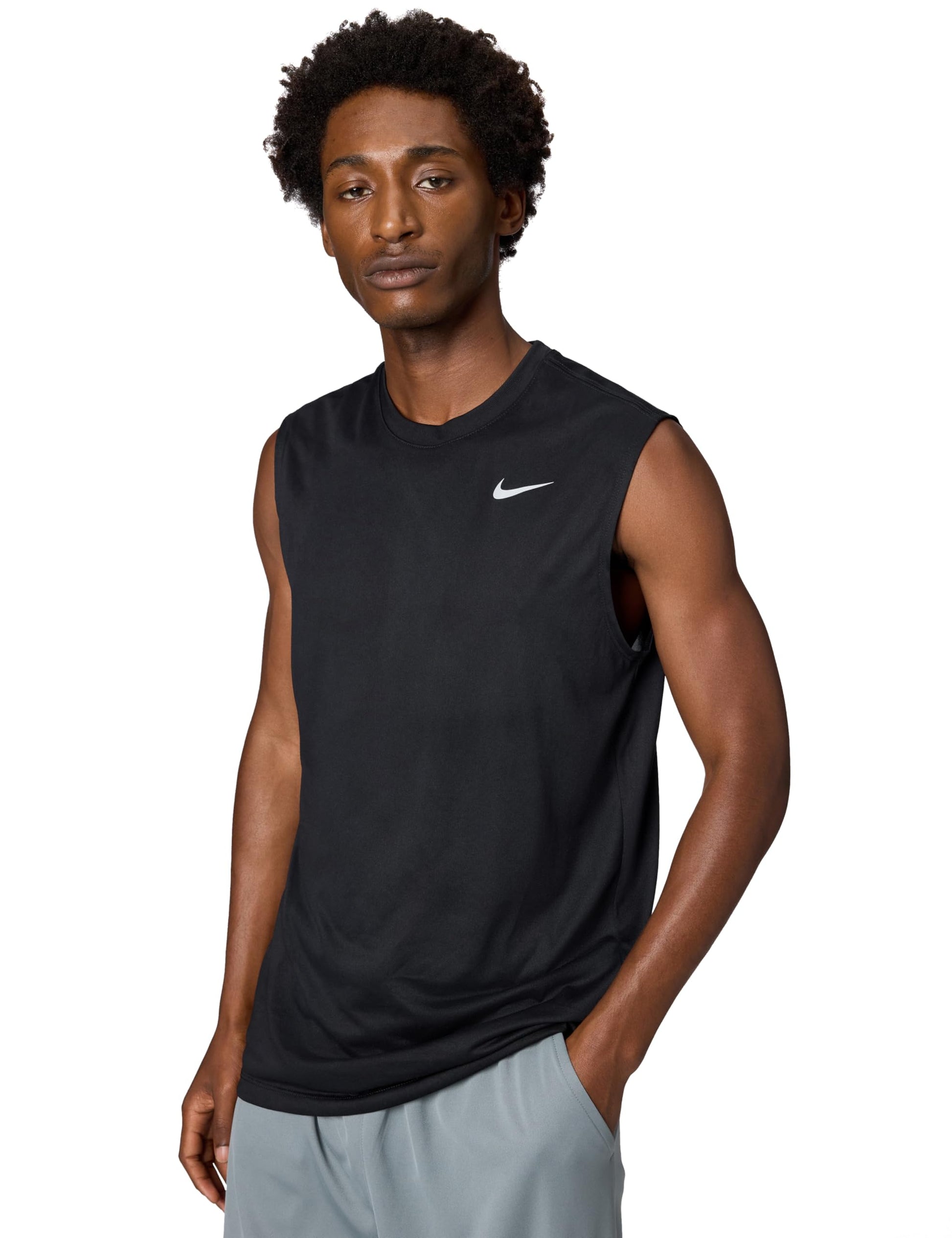 Nike Men's Dri-Fit Legend Sleeveless Fitness T-Shirt, Black/Matte Silver, X-Large - Medaid International