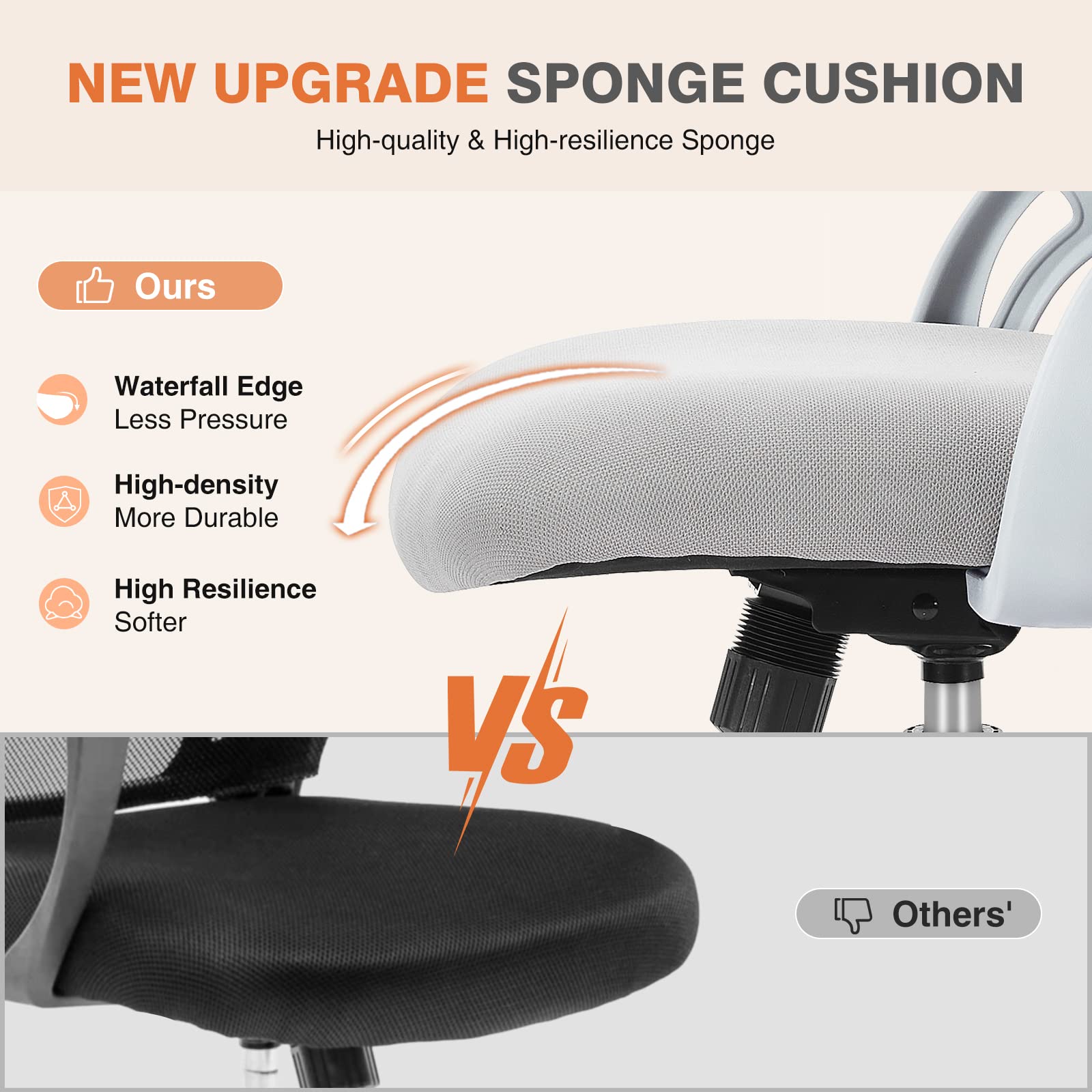 Sweetcrispy Ergonomic Office Desk Chair Mesh Adjustable Swivel Mid-Back Computer Chair with Lumbar Support Comfy Flip-up Arms for Home Office - Medaid International