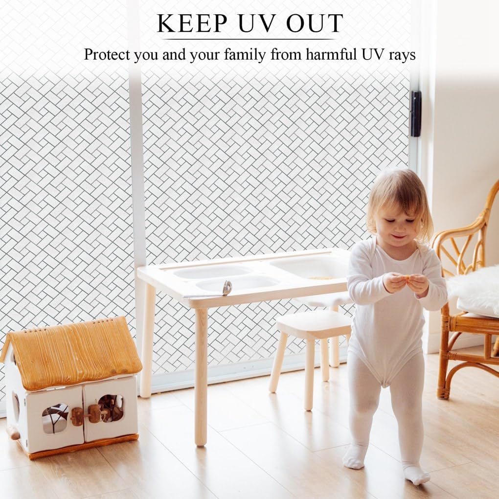 Arthome Privacy Window Film Decorative Film Frosted Film Stained Film Static Cling UV Protection Heat Control Sticker for Home Kitchen Office Living Room Bathroom Bedroom 23.6 inches by 100 inches - Medaid International