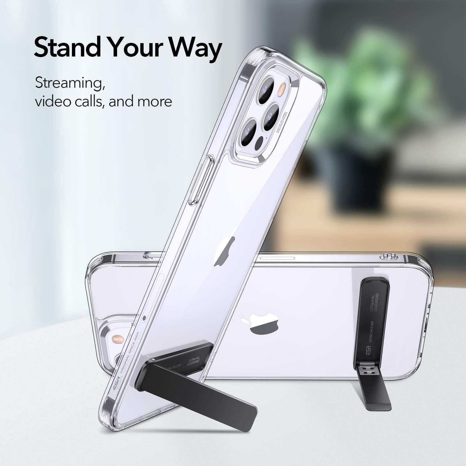 ESR Boost Phone Kickstand, Vertical and Horizontal Stand, Adjustable Angle, Compatible with iPhone Air 17 Pro Max, iPhone 16/15/14/13/12, Samsung Galaxy S25/S24/S23 Series, Google, Black - Medaid International