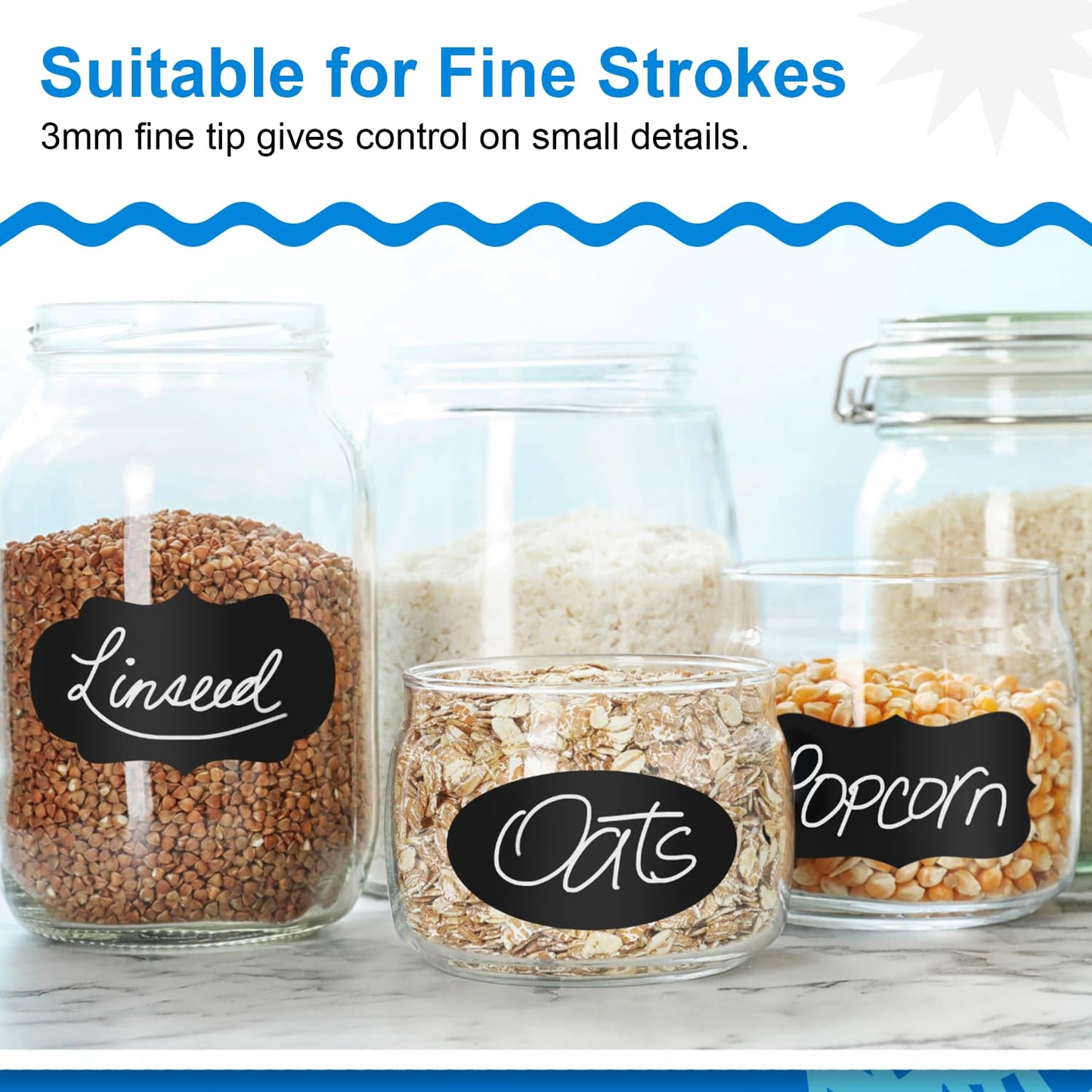 Funcils White Chalk Markers Fine Tip (5 Pack, 3mm Reversible Tip) - For Chalkboard, Blackboard, Car Windows, Glass, Acrylic Calendar | Dry erase, Erasable Thin Liquid Chalk Pens - Medaid International