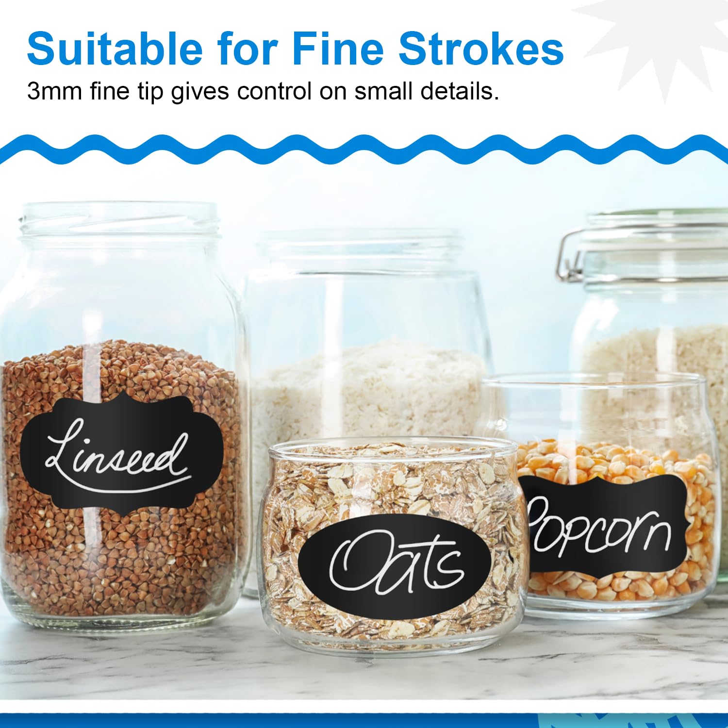 Funcils White Chalk Markers Fine Tip (5 Pack, 3mm Reversible Tip) - For Chalkboard, Blackboard, Car Windows, Glass, Acrylic Calendar | Dry erase, Erasable Thin Liquid Chalk Pens - Medaid International