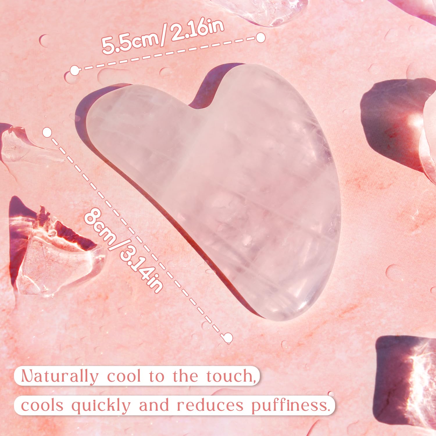 Gua Sha Rose Quartz Massage Tool, Facial Tool for Scraping and SPA Acupuncture Therapy, Heart Shape Trigger Point Treatment on Face (Rose Quartz) - Medaid International