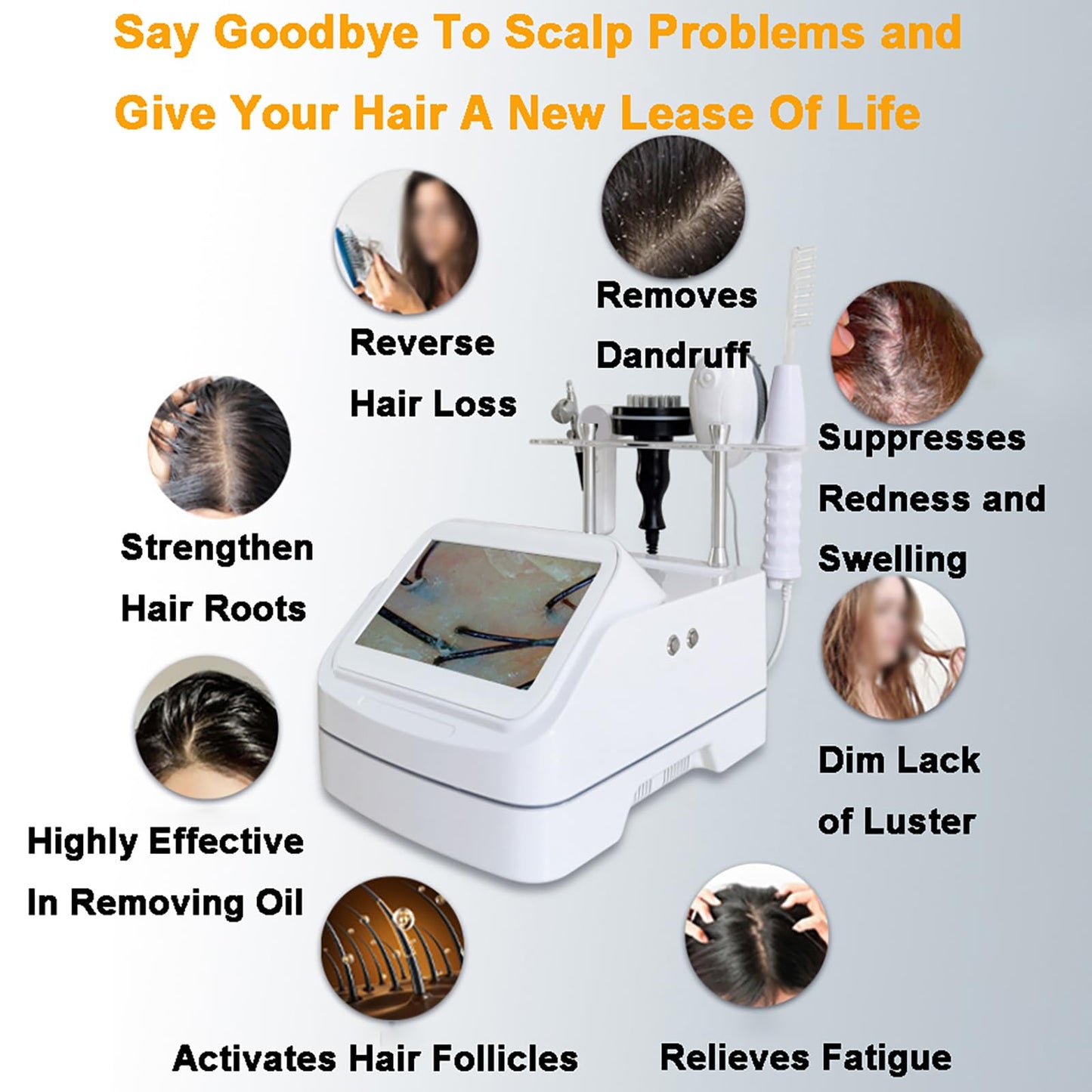 WGFXYBFY 5 in 1 Scalp Skin Hair Follicle Scalp Detector, Multifunction Hair Care Machine Hair Analyzer, 70X 200X Lens Scalp Health Detection for Home Salon Beauty Salon - Medaid International