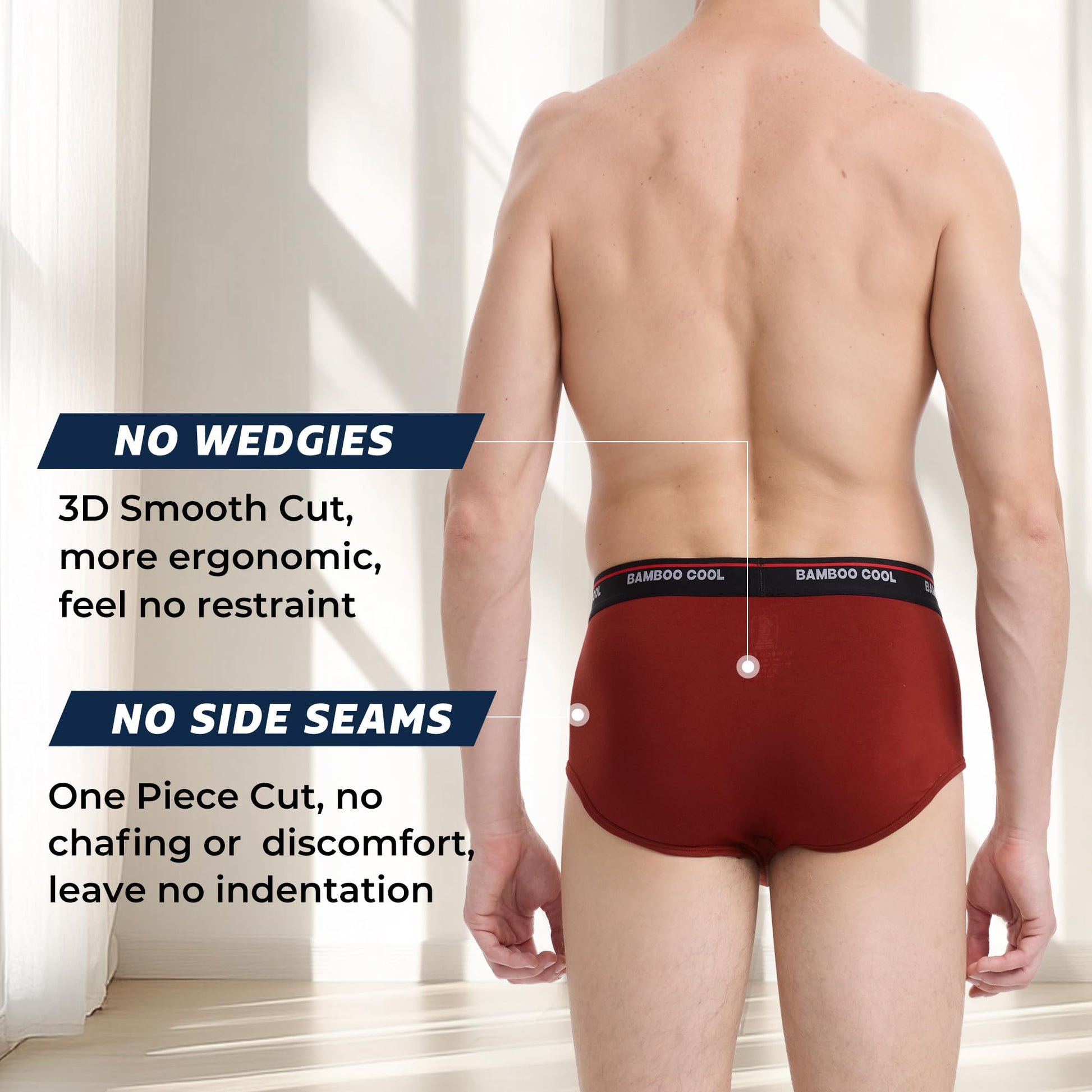 BAMBOO COOL Mens Breathable Soft Underwear Open-fly Classic Briefs, Tag-free, 6 Pack - Medaid International