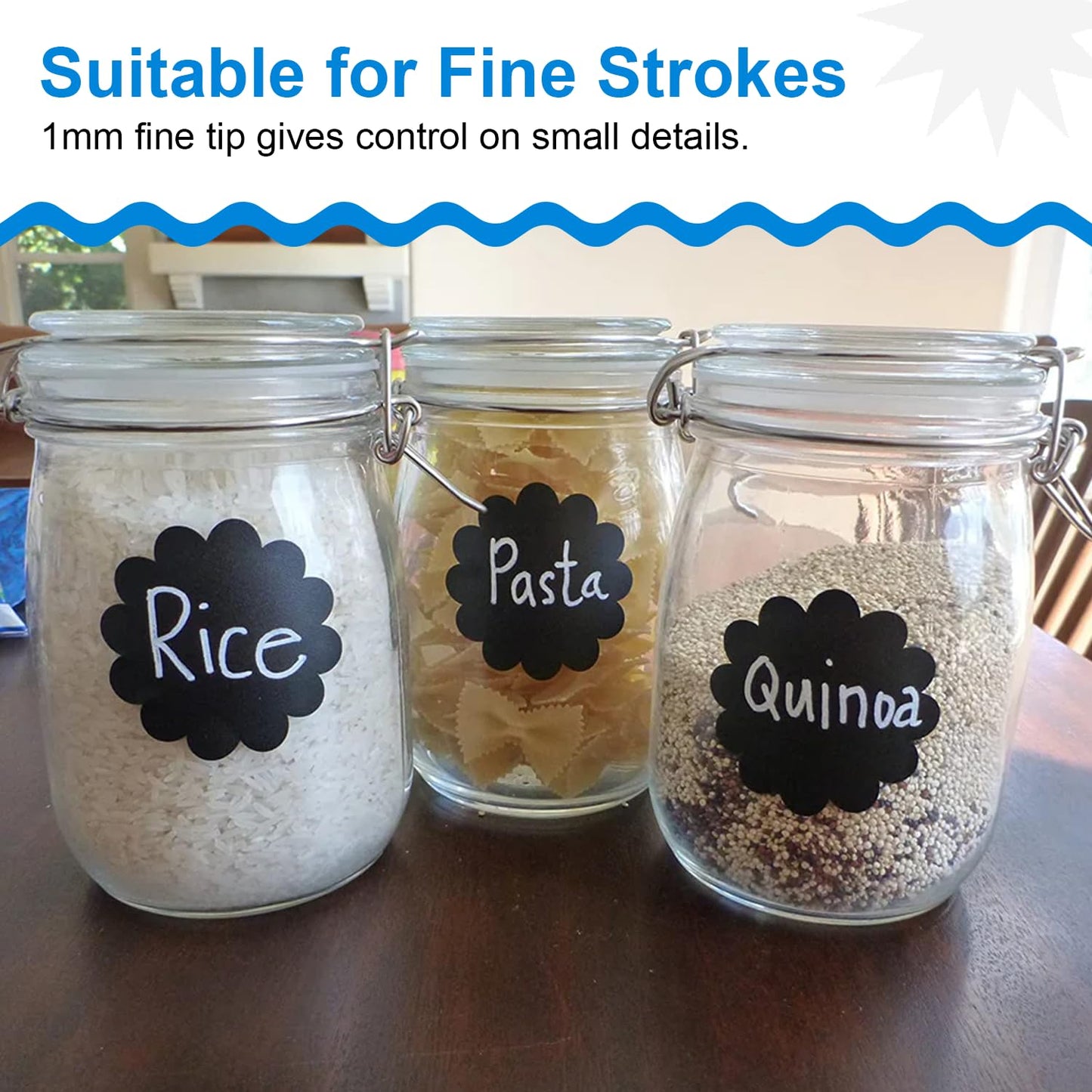 Funcils 6 White Chalk Markers for Chalkboard (6 Pack - 1mm Extra Fine + 3mm Fine Tip + 6mm Bold) | White Liquid Chalkboard Markers Erasable, Dry Erase Chalk Pens for Window, Bistro, Glass, Calendar - Medaid International