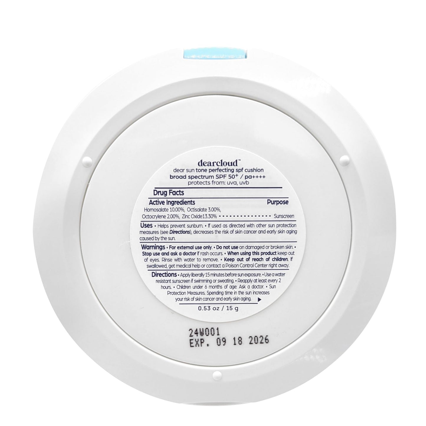 dearcloud Dear Sun Perfecting SPF Cushion – Color Adapting Sunscreen, Korean Sunscreen SPF 50+ (.53 oz) - Medaid International