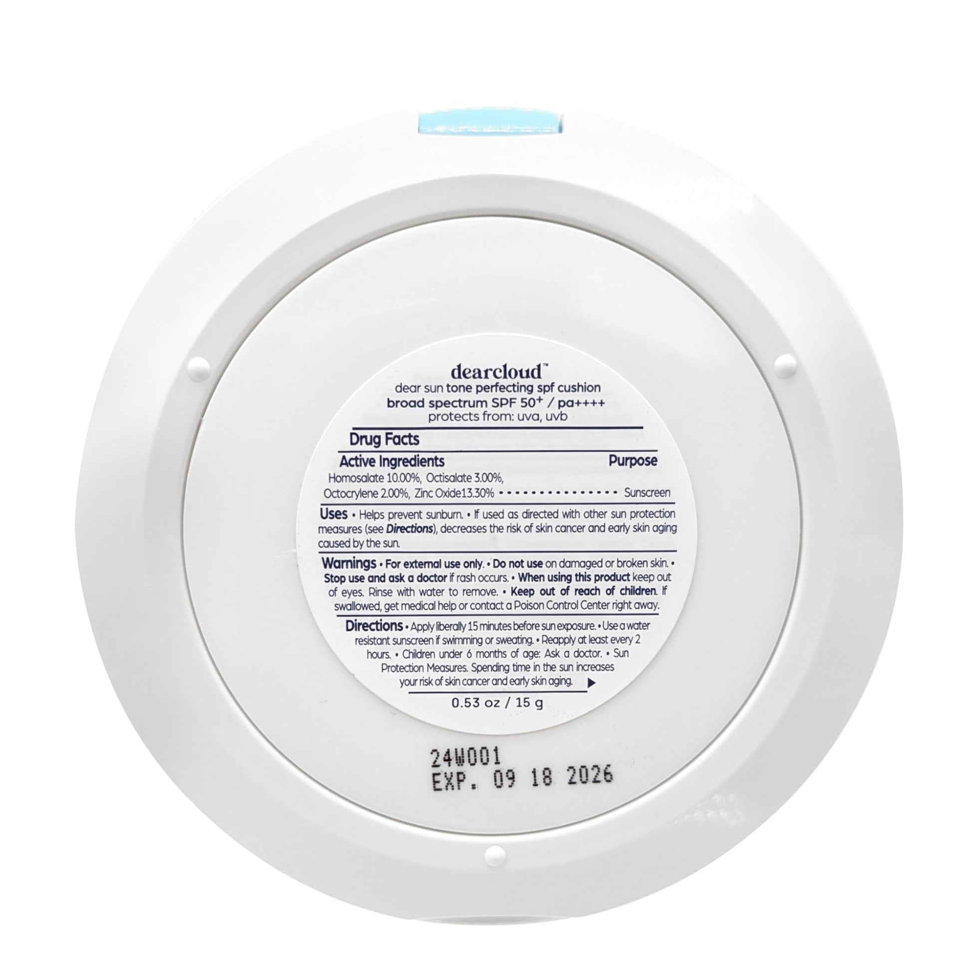 dearcloud Dear Sun Perfecting SPF Cushion – Color Adapting Sunscreen, Korean Sunscreen SPF 50+ (.53 oz) - Medaid International