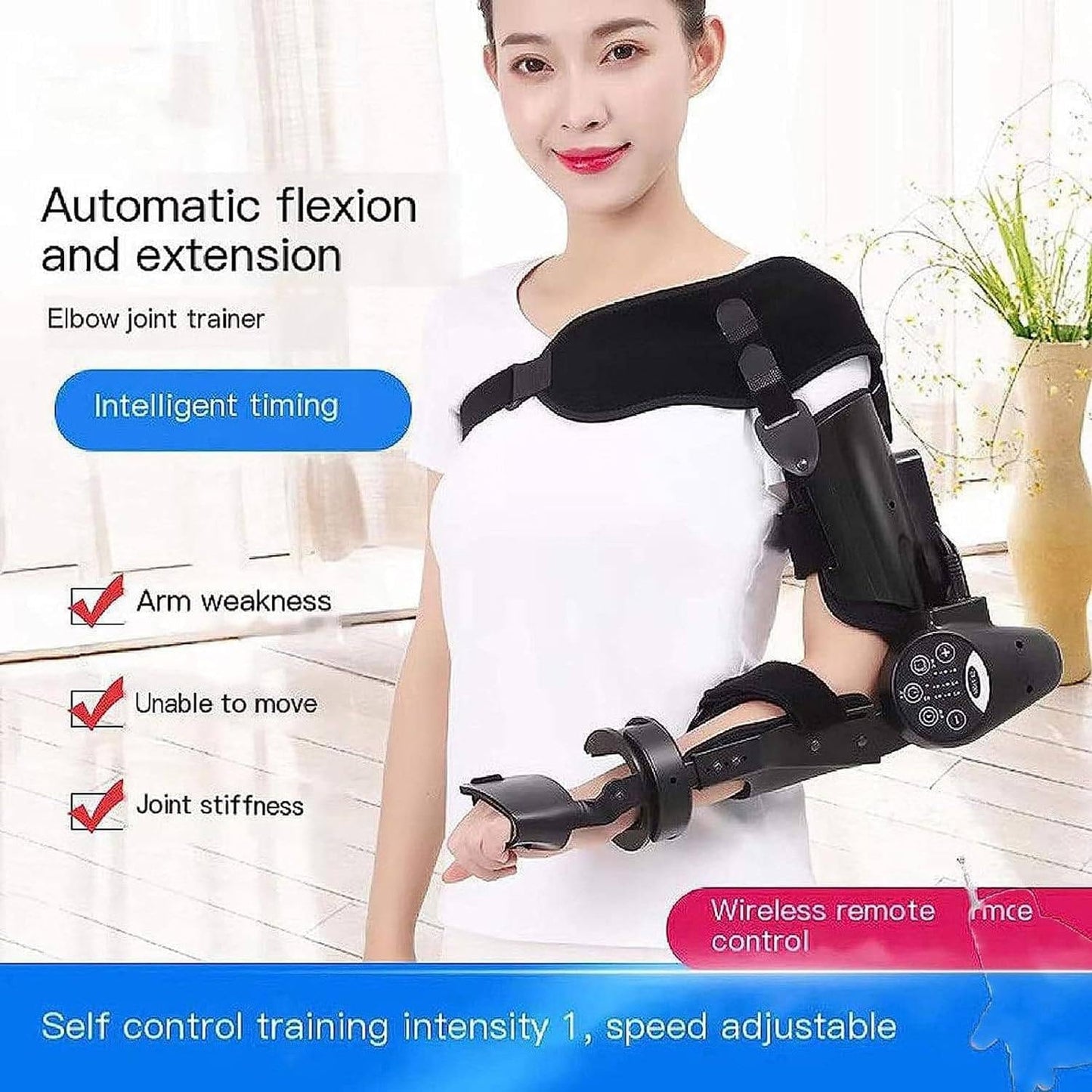 GBHJJ Electric Elbow Joint Rehabilitation Device, Hemiplegia Arm Rehabilitation Elbow Protector Stretch Out Trainer, Stroke Wrist Training Help Your to Complete The on Its Own,Left - Medaid International