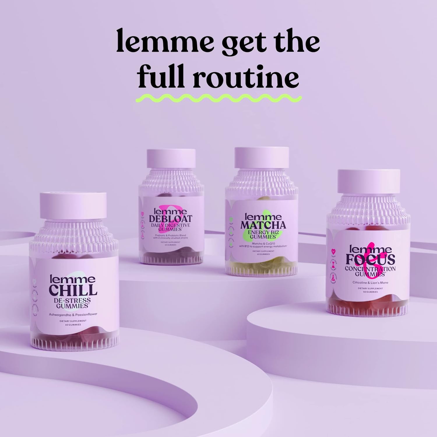 Lemme Chill Stress Relief Gummies with 300mg KSM-66 Ashwagandha, Lemon Balm, Passionflower & Goji to Support Relaxation, Healthy Cortisol & Sleep - Vegan, Gluten-Free, Non-GMO, Mixed Berry (60 Count) - Medaid