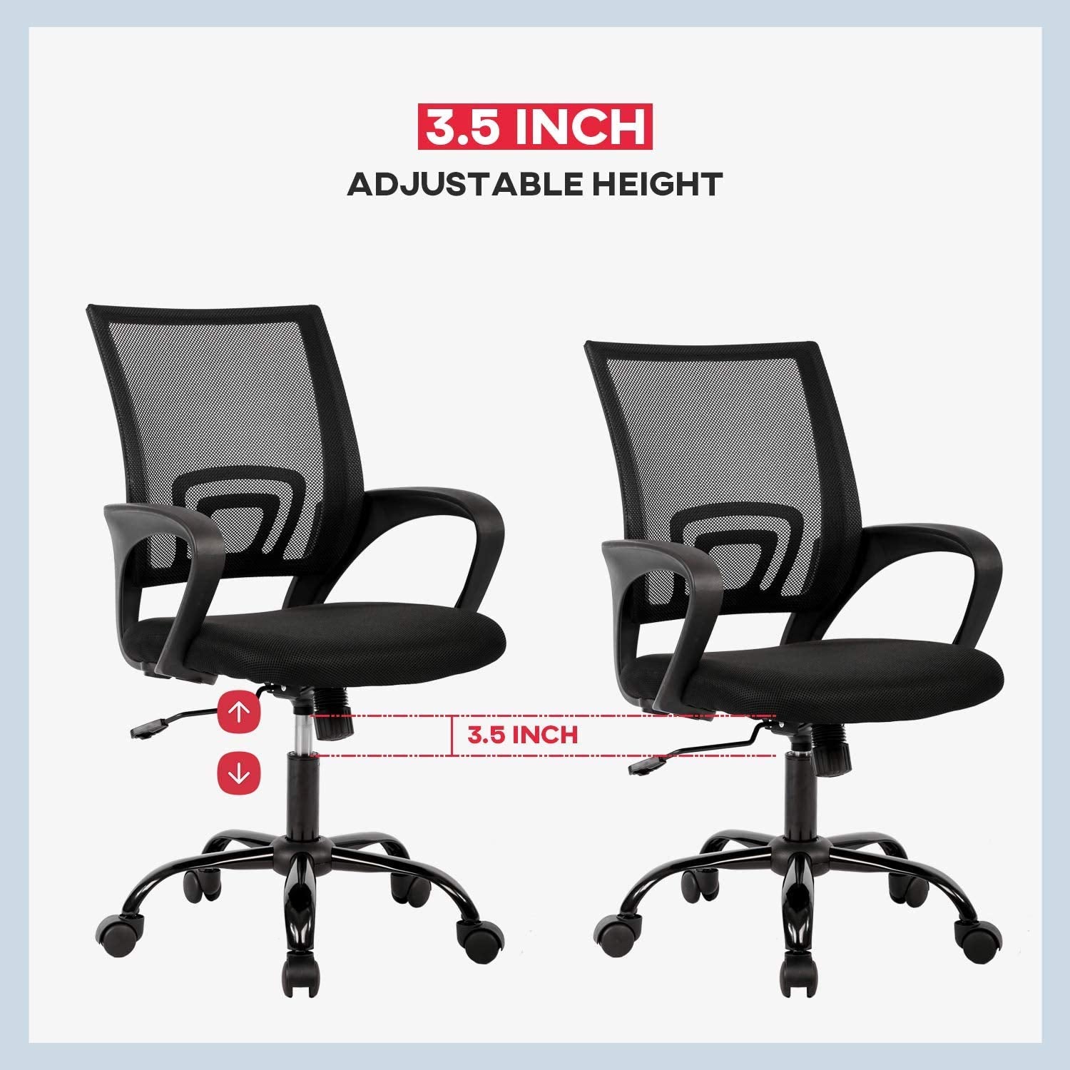BestOffice Office Chair Ergonomic Cheap Desk Chair Mesh Computer Chair Lumbar Support Modern Executive Adjustable Stool Rolling Swivel Chair for Back Pain (Black) - Medaid International