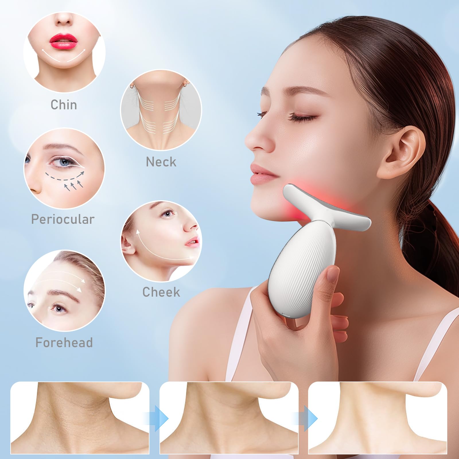 cocobeen Face Neck Tool for Skin Care, Electric Neck Face Lifting Device for Wrinkle Removal, White - Medaid International