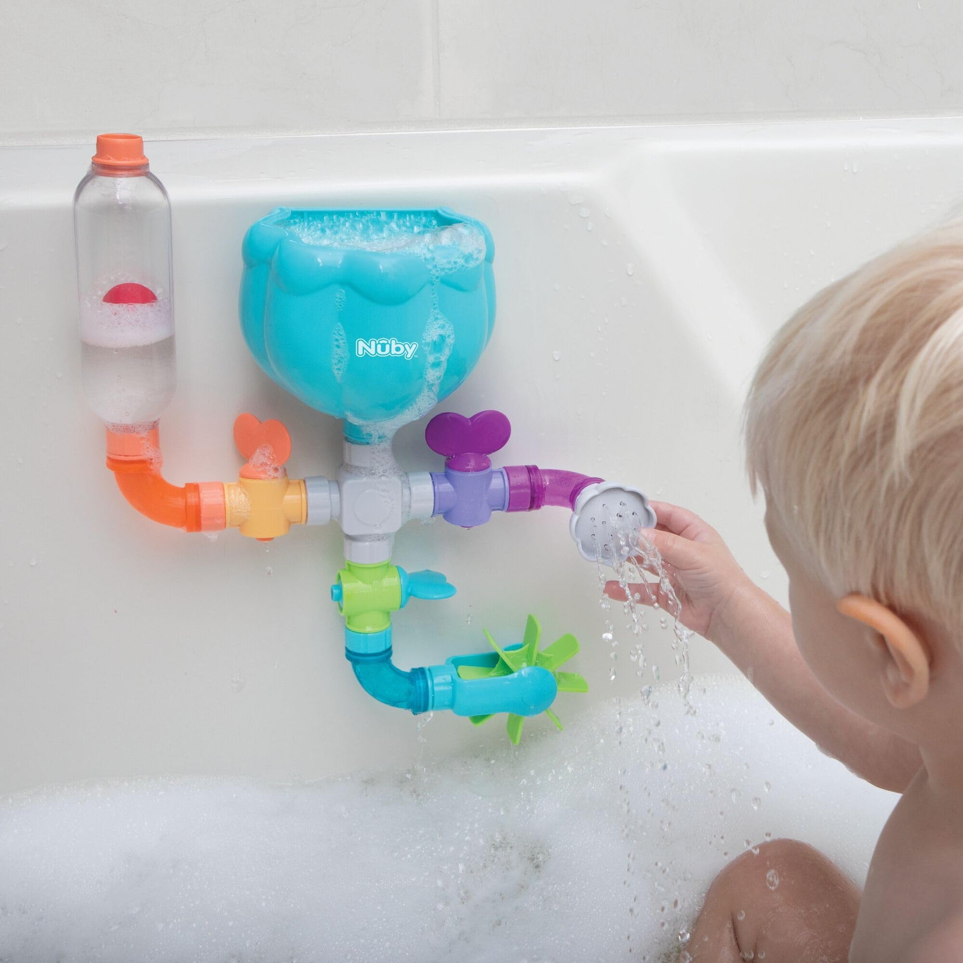 Nuby Wacky Waterworks Pipes Bath Toy - Baby Bathtub Toy with Interactive Features for Cognitive Development - Medaid International