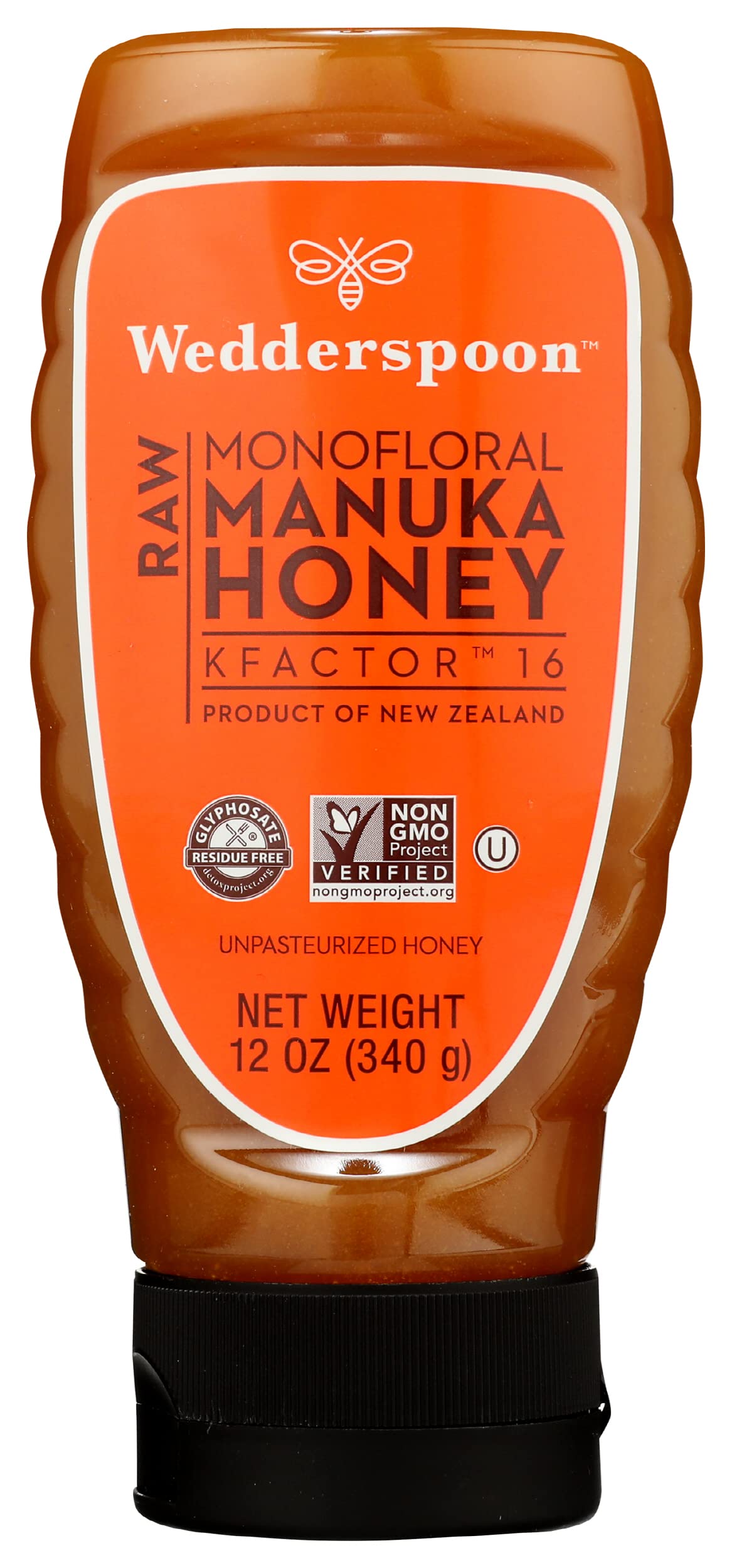 Wedderspoon Raw Monofloral Manuka Honey, Kfactor 16, Non-GMO, 12 Oz (Pack of 6) - Medaid International
