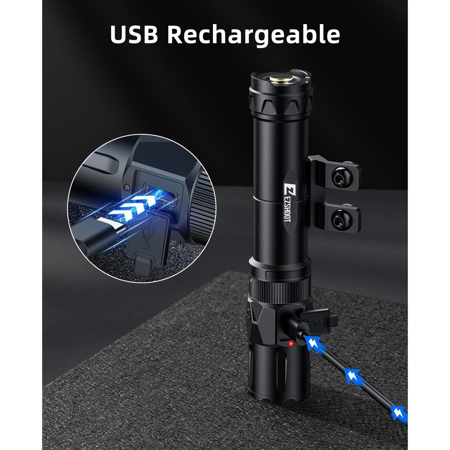 EZshoot 2500 Lumens Rifle Laser Light Combo Compatible with M-Rail, Rechargeable Ar Light Laser Combo with Magnetic Remote Switch, Tactical Rifle Flashlight with Strobe Mode for Home Defense, Hunting - Medaid International