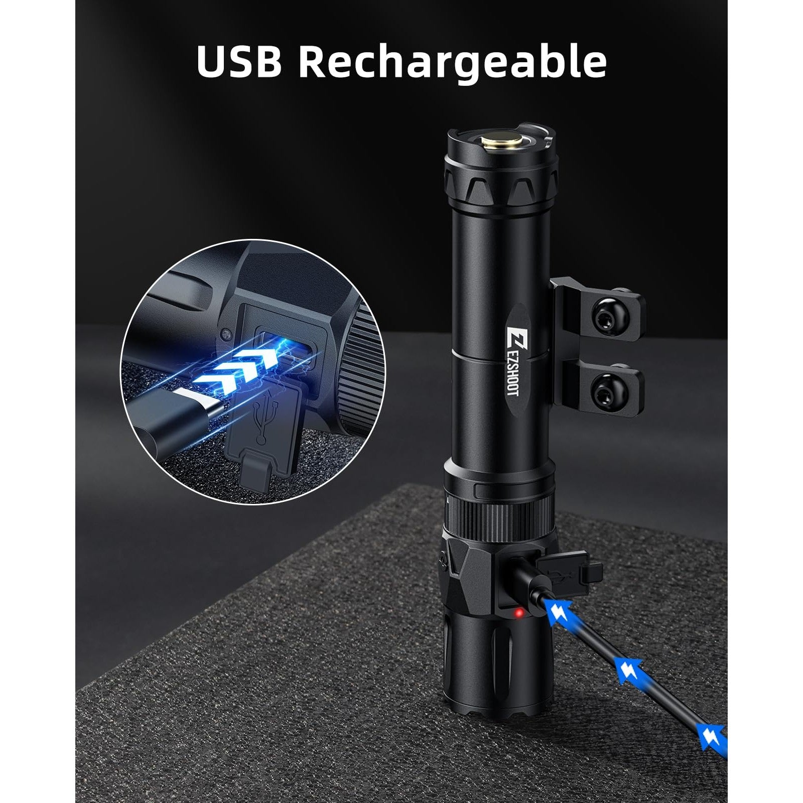 EZshoot 2500 Lumens Rifle Laser Light Combo Compatible with M-Rail, Rechargeable Ar Light Laser Combo with Magnetic Remote Switch, Tactical Rifle Flashlight with Strobe Mode for Home Defense, Hunting - Medaid International